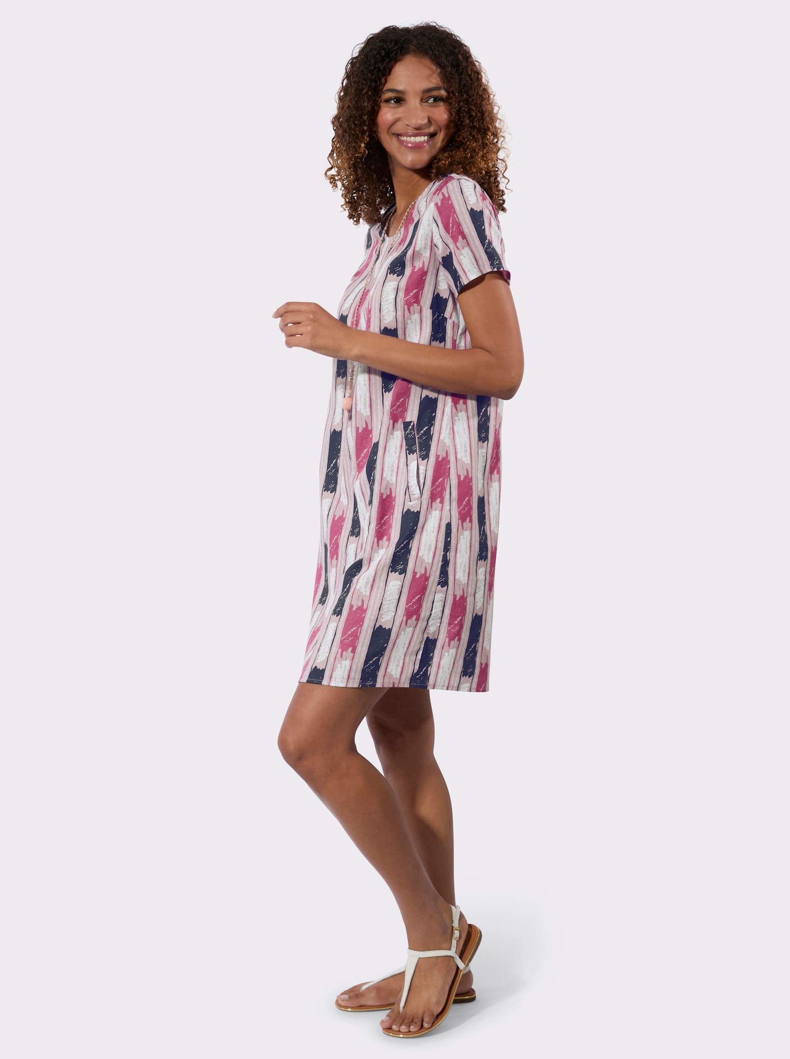 Druckkleid mit seitlichen Taschen - erika-ecru