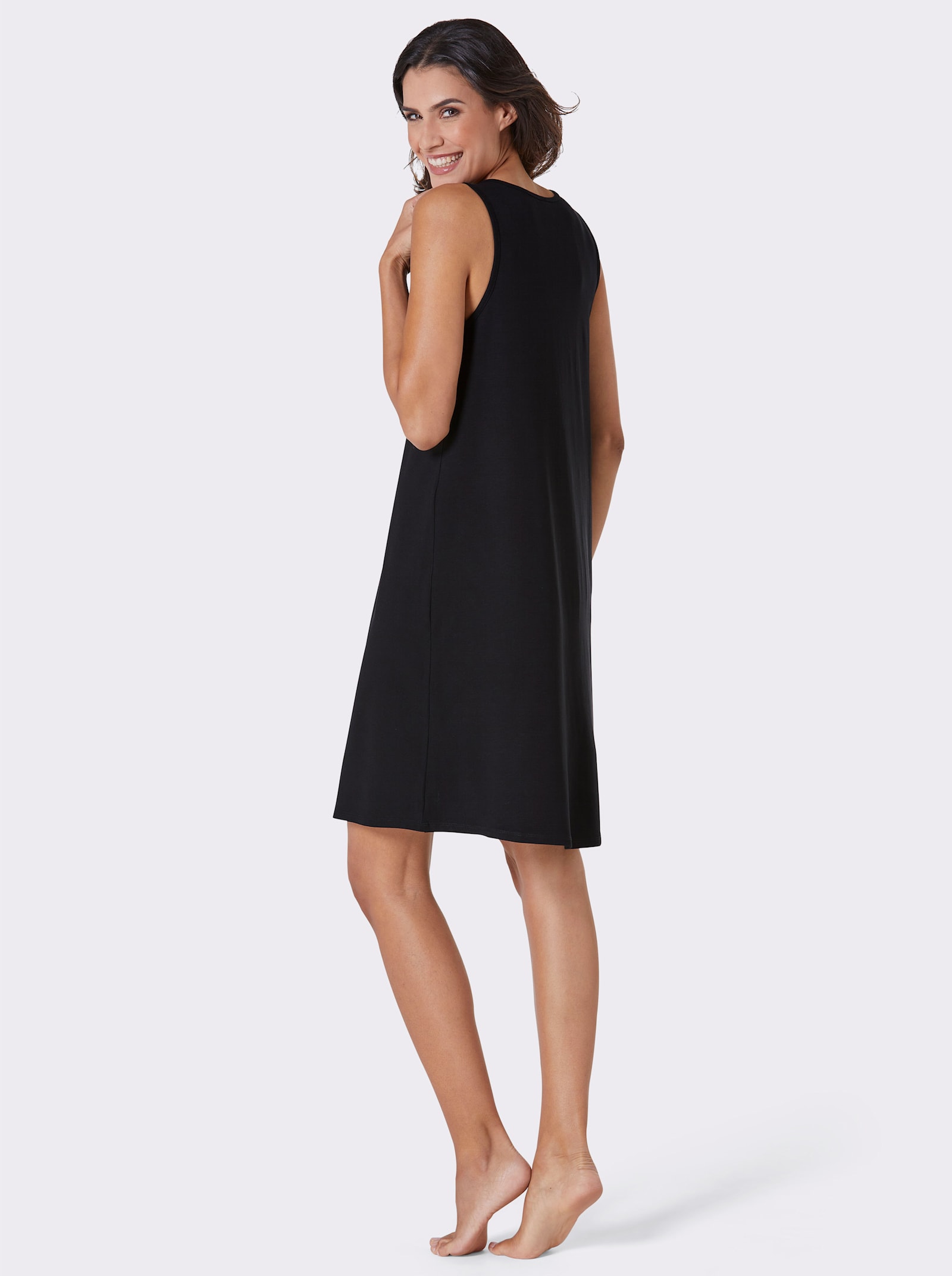 feel good Robe d'été avec boucle décorative à l'encolure - noir-fuchsia