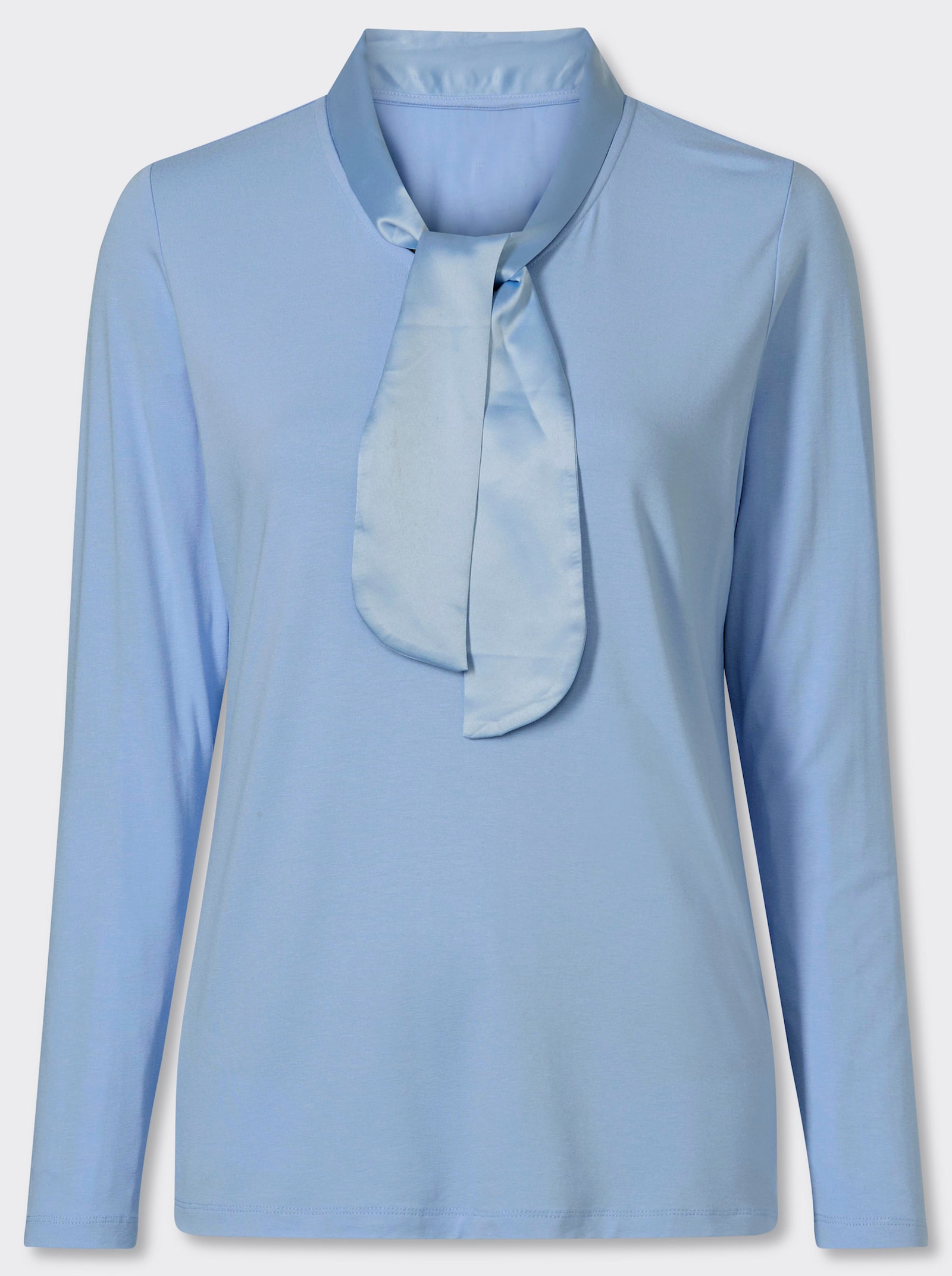 Langarmshirt mit Schluppe - eisblau