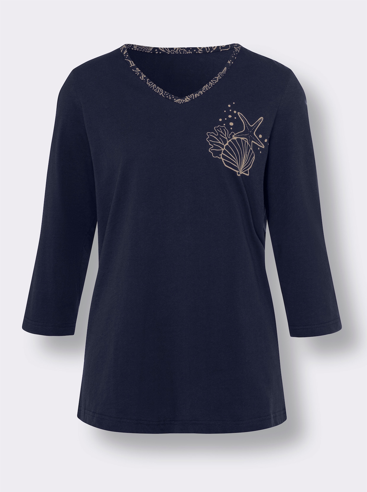 Pyjama - marine/beige geprint