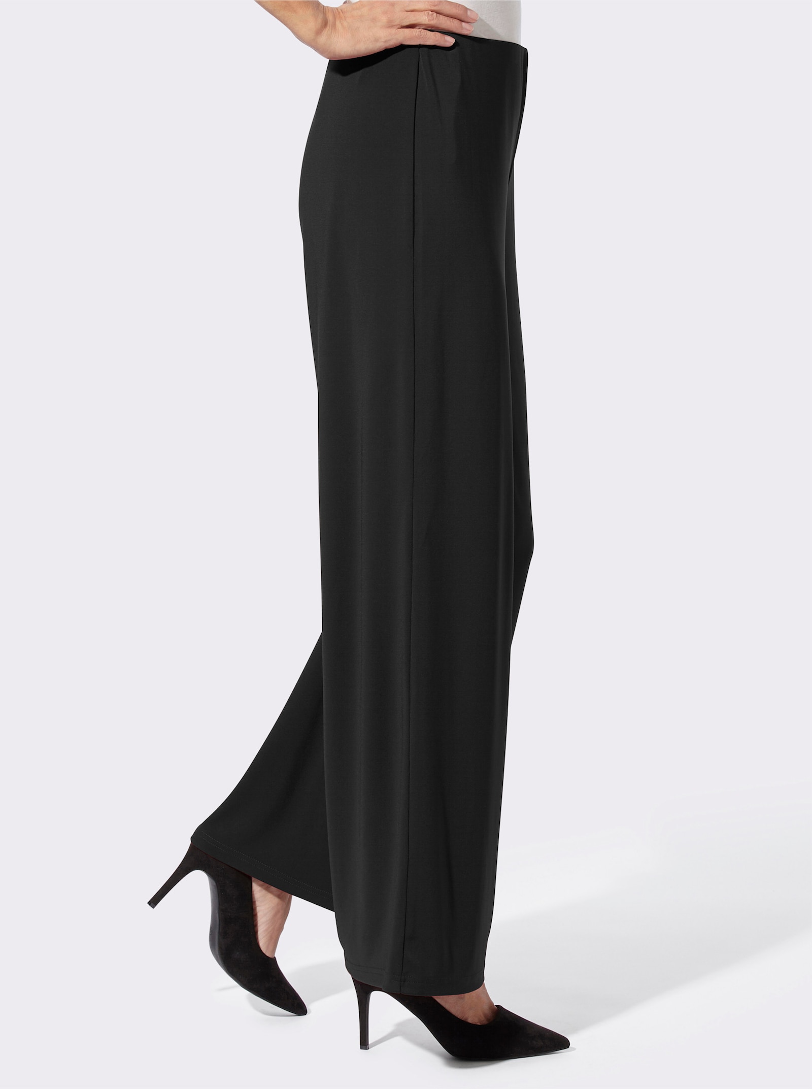 Palazzobroek met elastische band - zwart