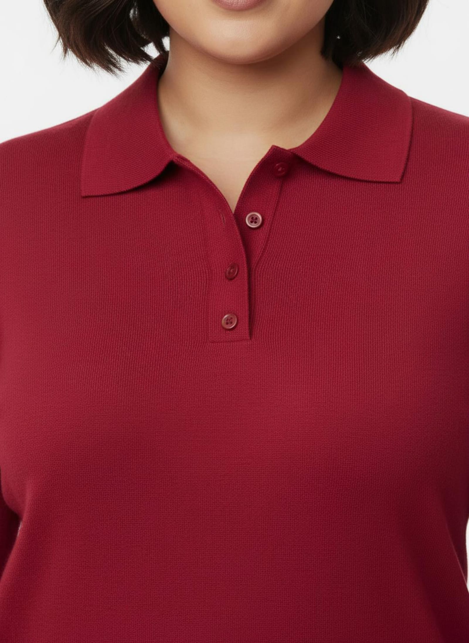 Polopullover mit kurzer Knopfleiste - rot