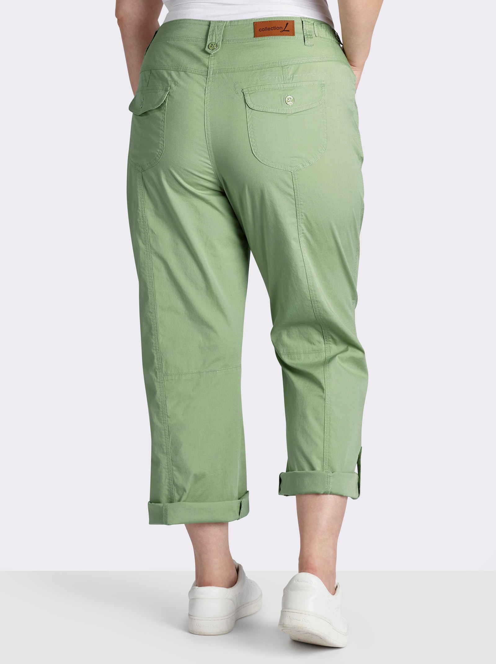 Baumwollhose mit krempelbaren Beinen - eucalyptus