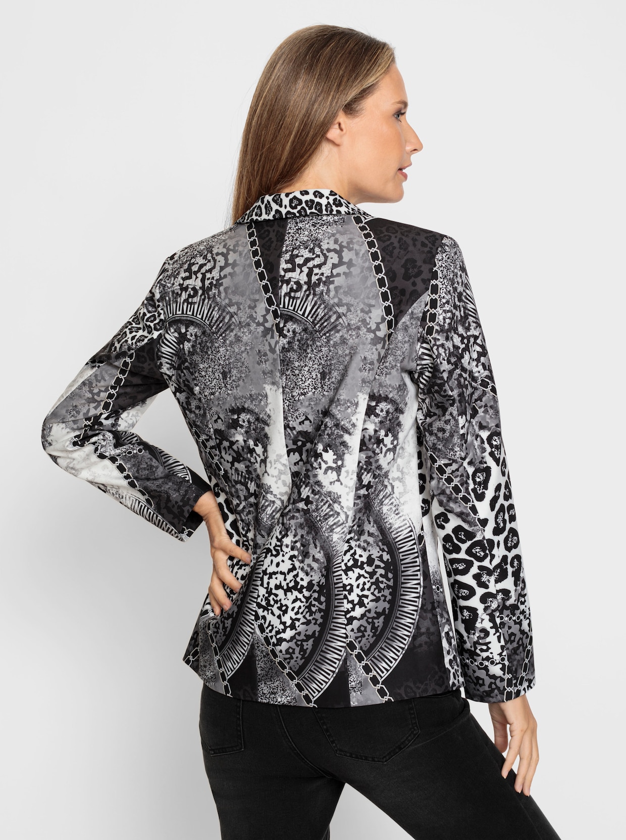 heine Blazer - ecru/zwart geprint