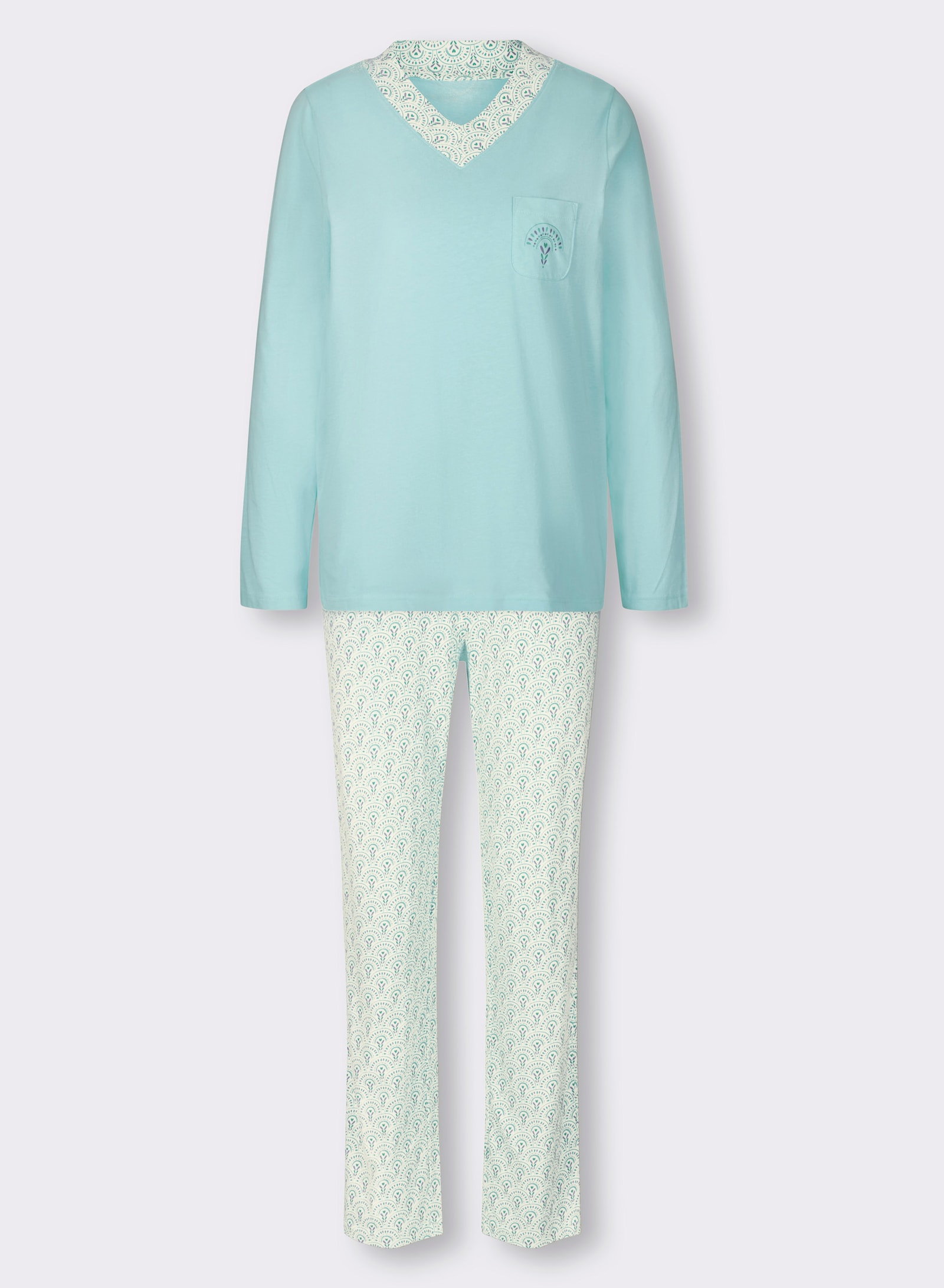 wäschepur Pyžamo s výstřihem do V - mátová