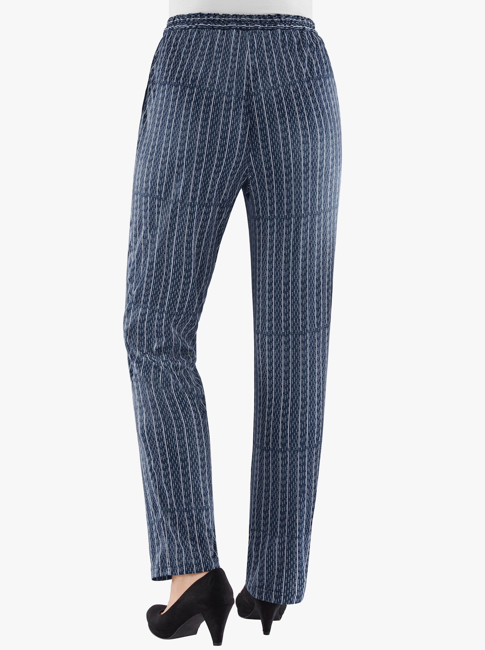 Jerseyhose mit Bindeband - marine-gestreift