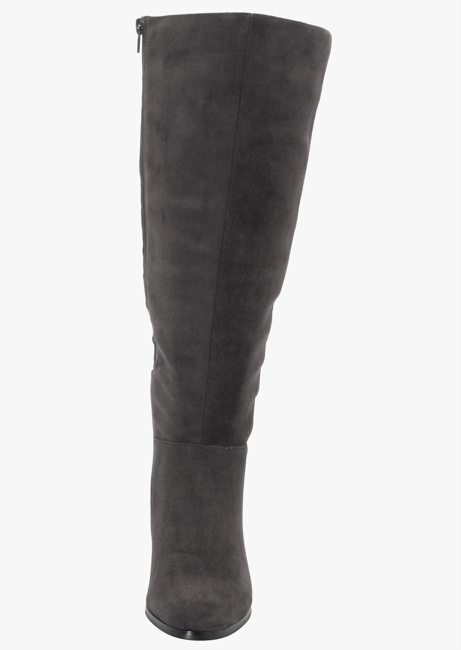 sheego Weitschaftstiefel aus Velours-Lederimitat - grau