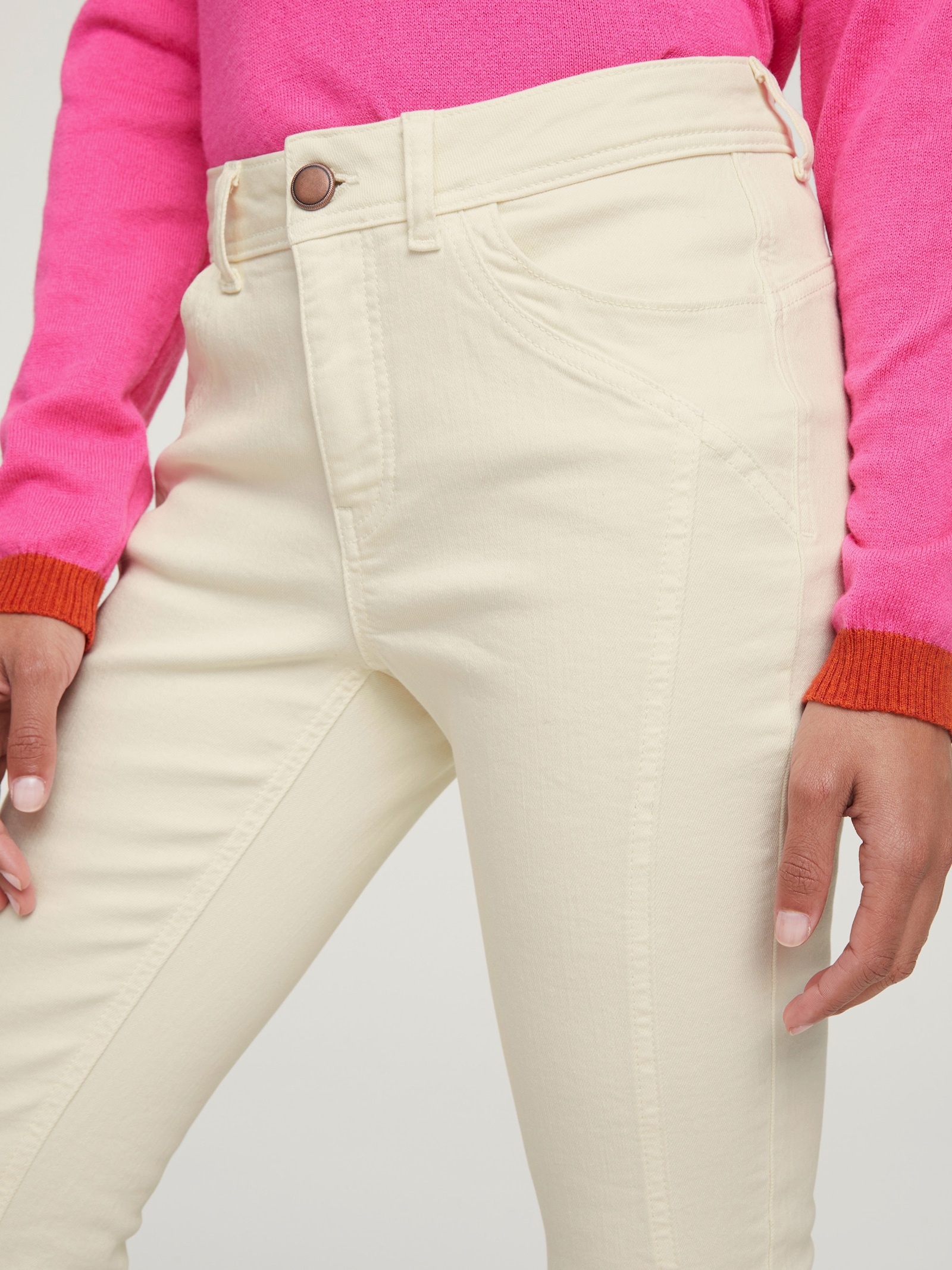 heine Röhrenjeans mit Power-Mesh-Einsatz - ecru