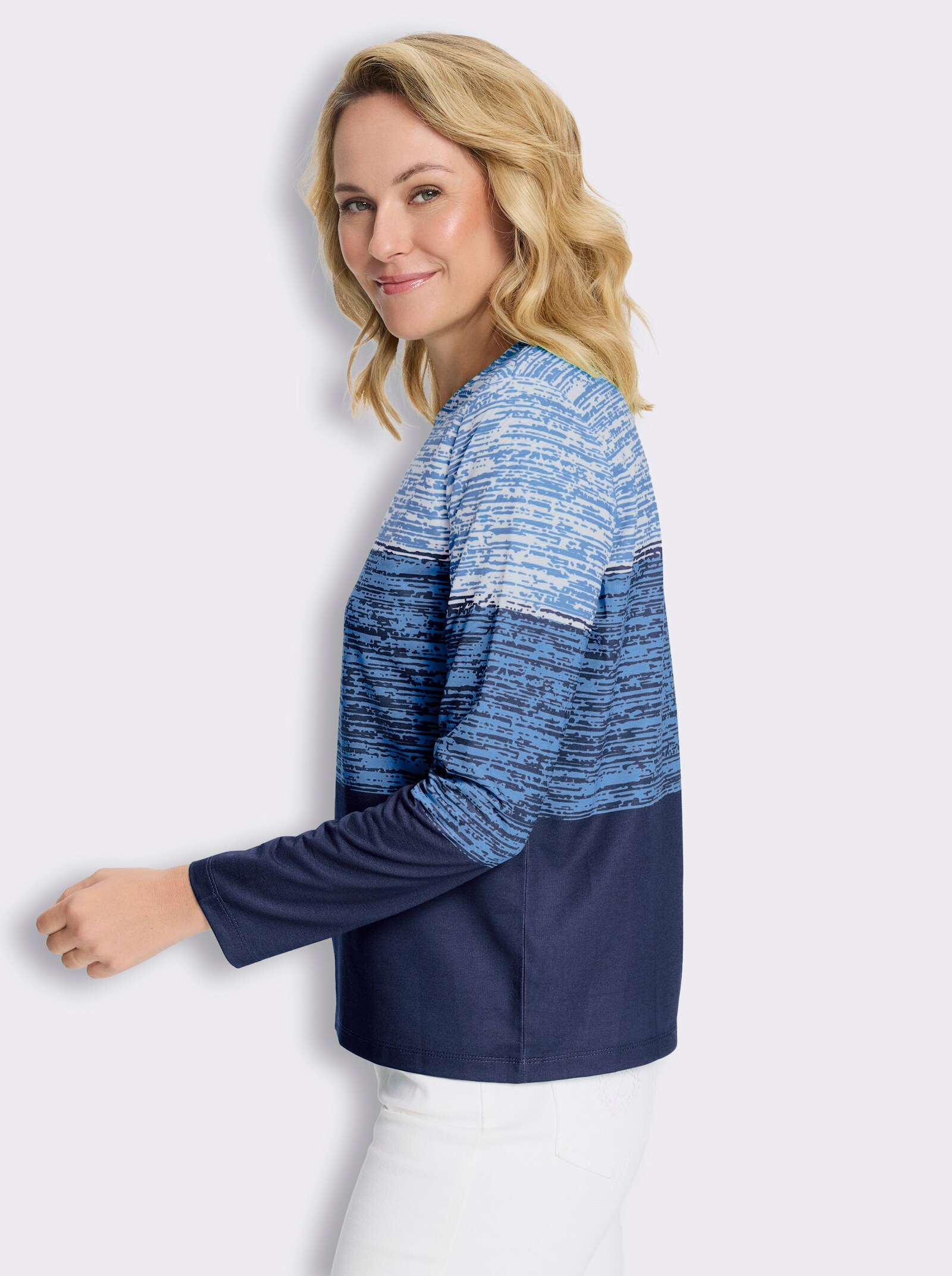 Sweatshirt mit Farbverlauf-Druck - marine-himmelblau-bedruckt