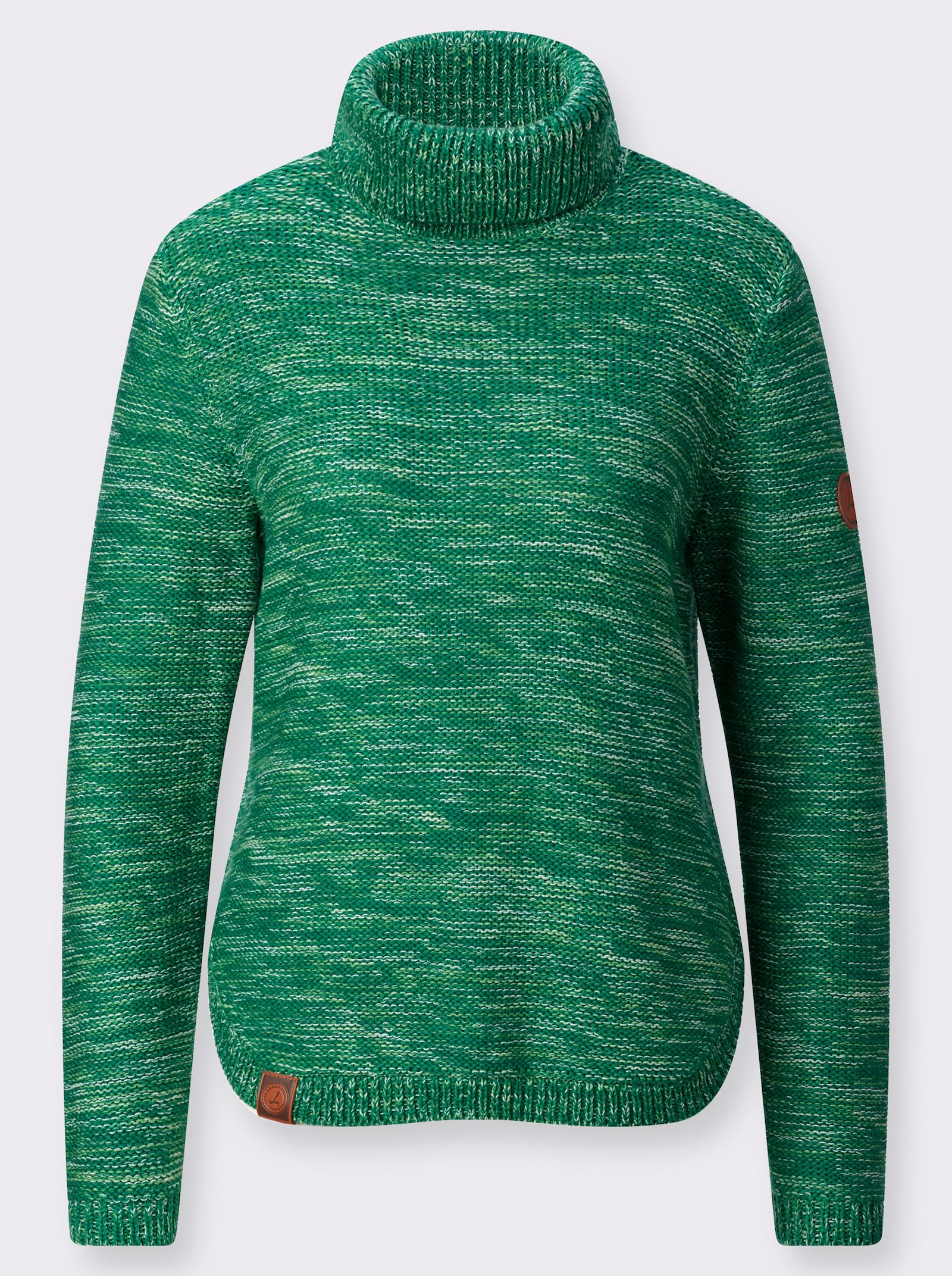 Pullover mit Rollkragen - grün-meliert