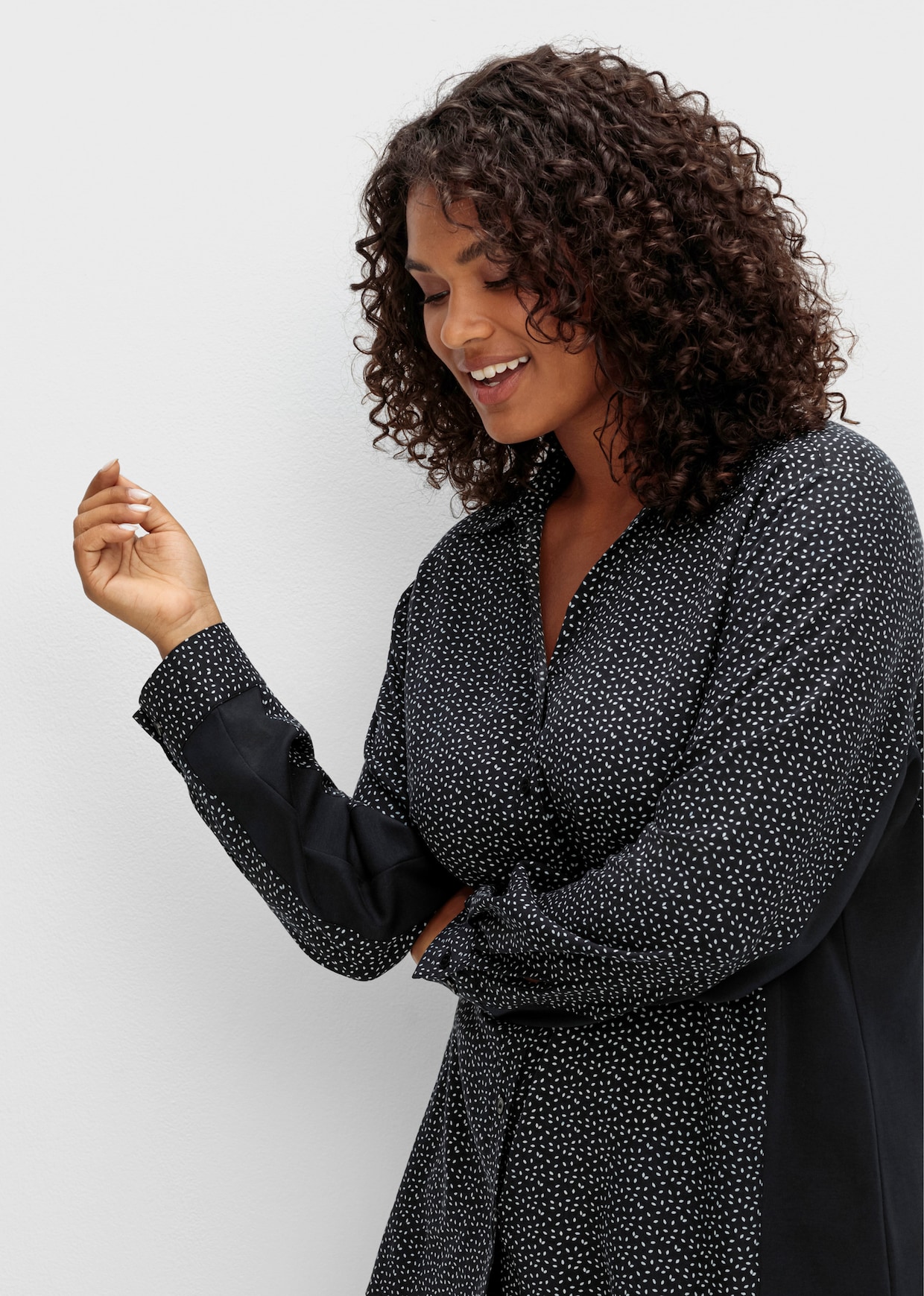 sheego Katoenen blouse - zwart gedessineerd