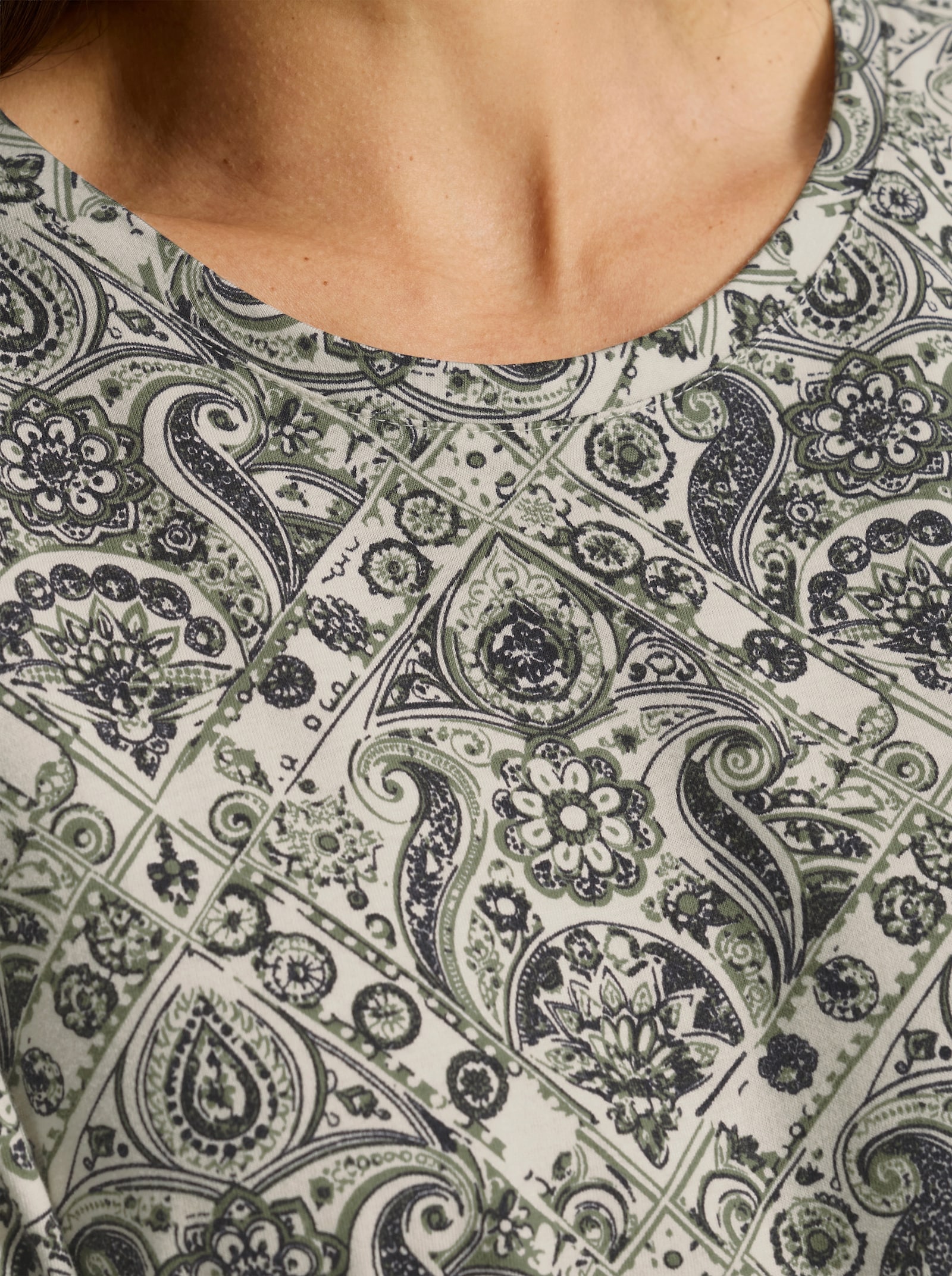 3/4-Arm-Shirt im Baumwoll-Modal-Mix - champagner-khaki-bedruckt