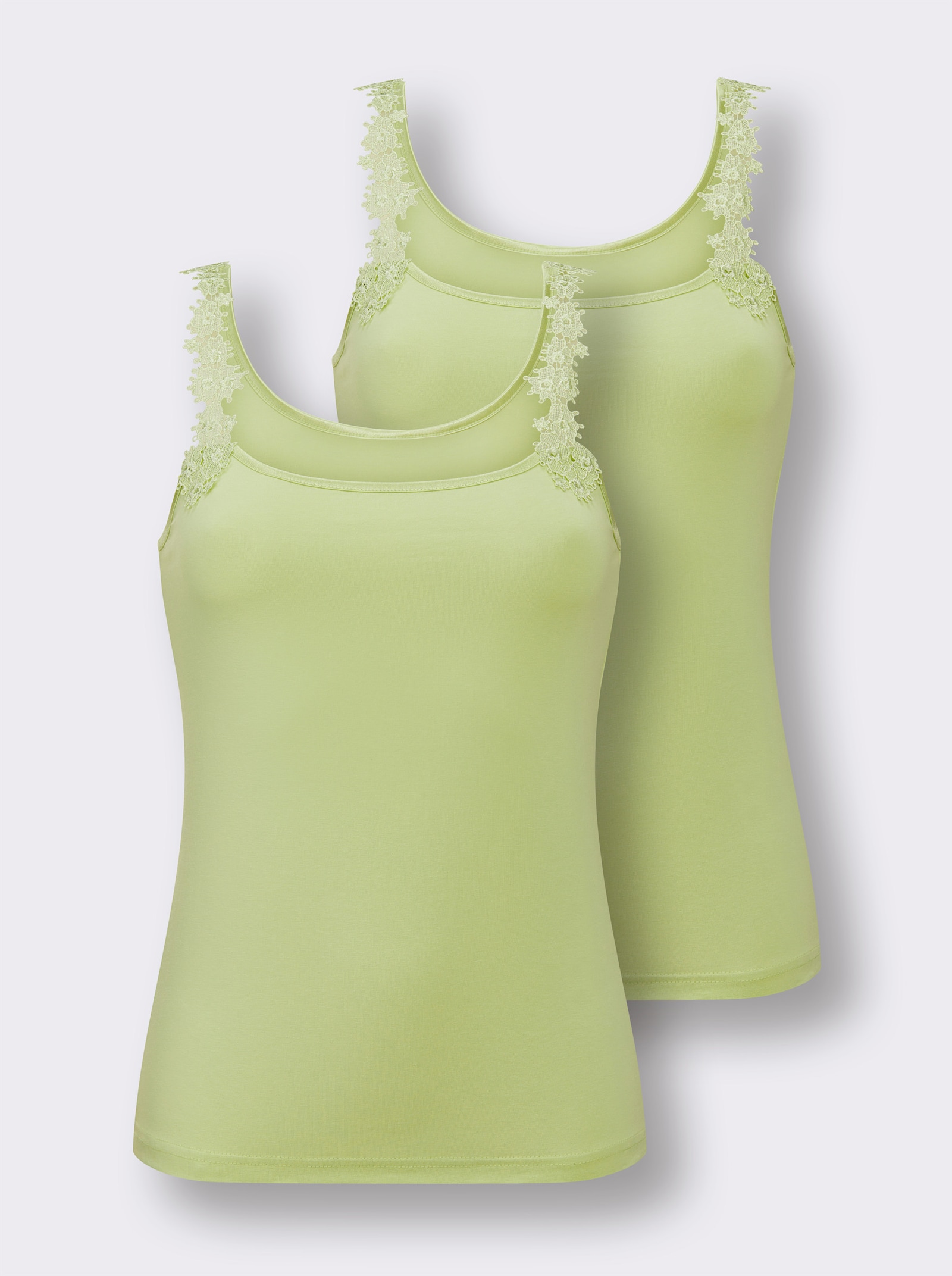 wäschepur Trägerhemd mit Spitze an den Trägern - pistazie