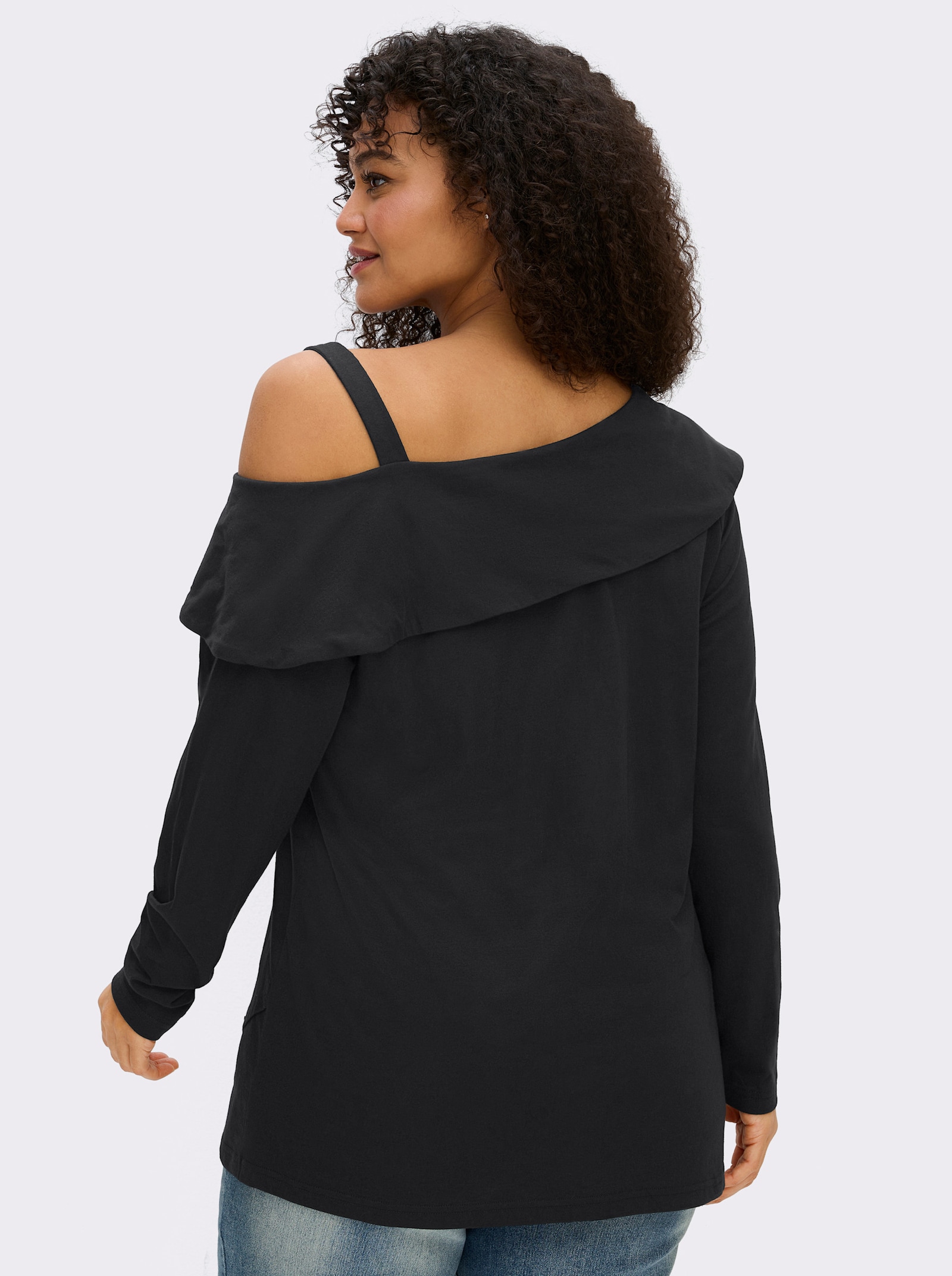 sheego by Joe Browns Langarmshirt in modischer Asymmetrie - schwarz