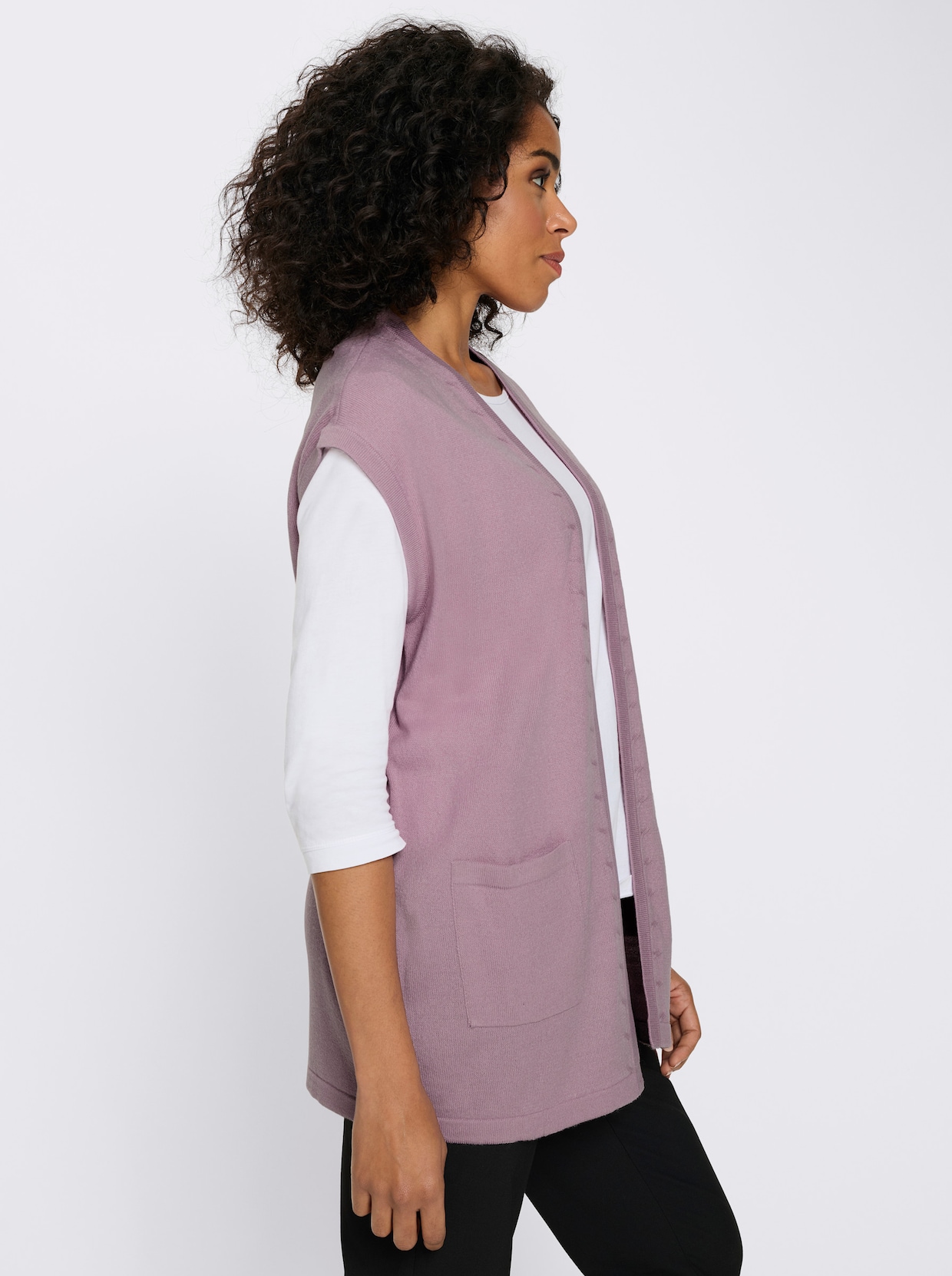 Strickweste in Longform - mauve