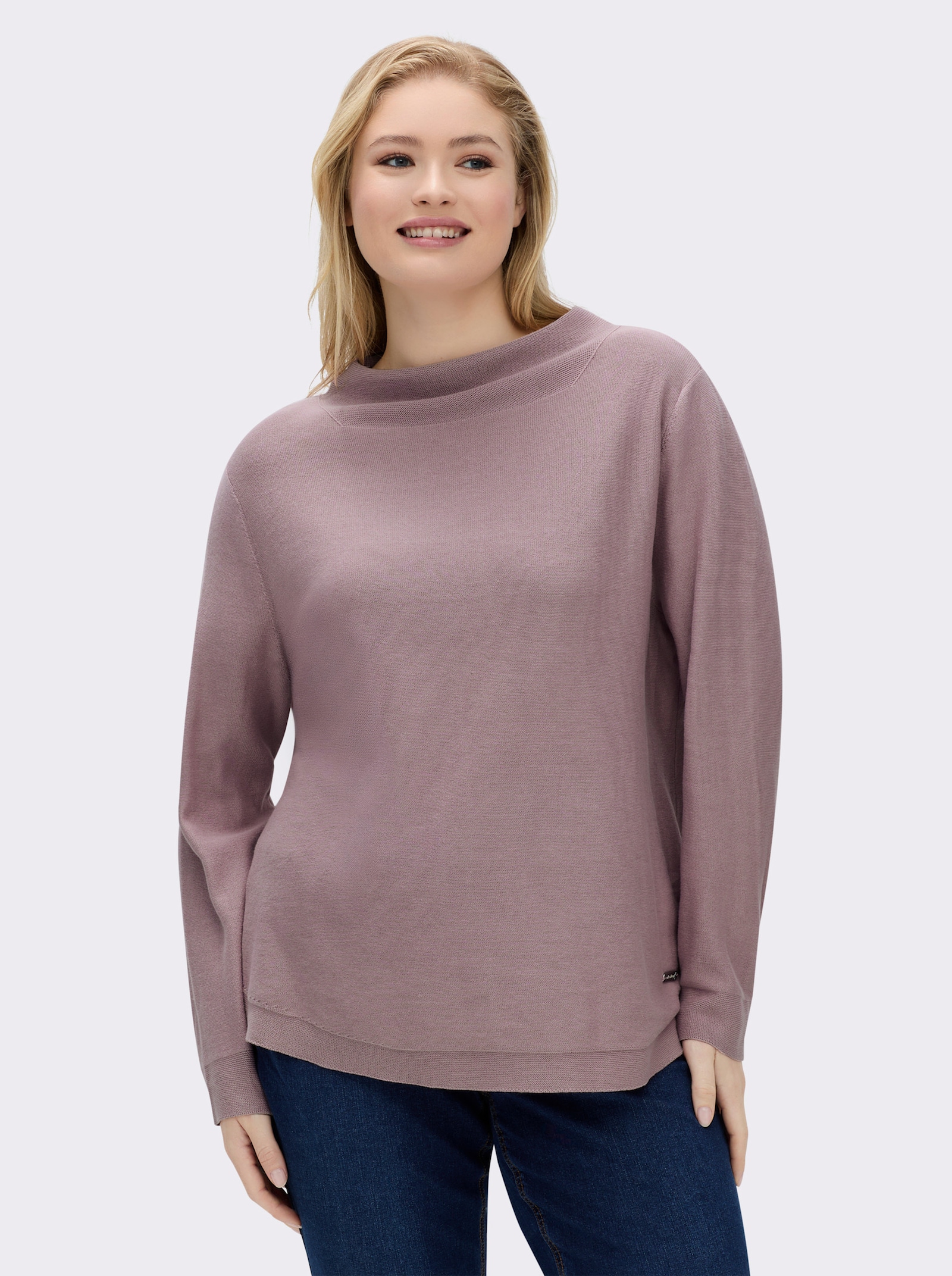 Langarm-Pullover aus reiner Baumwolle - mauve