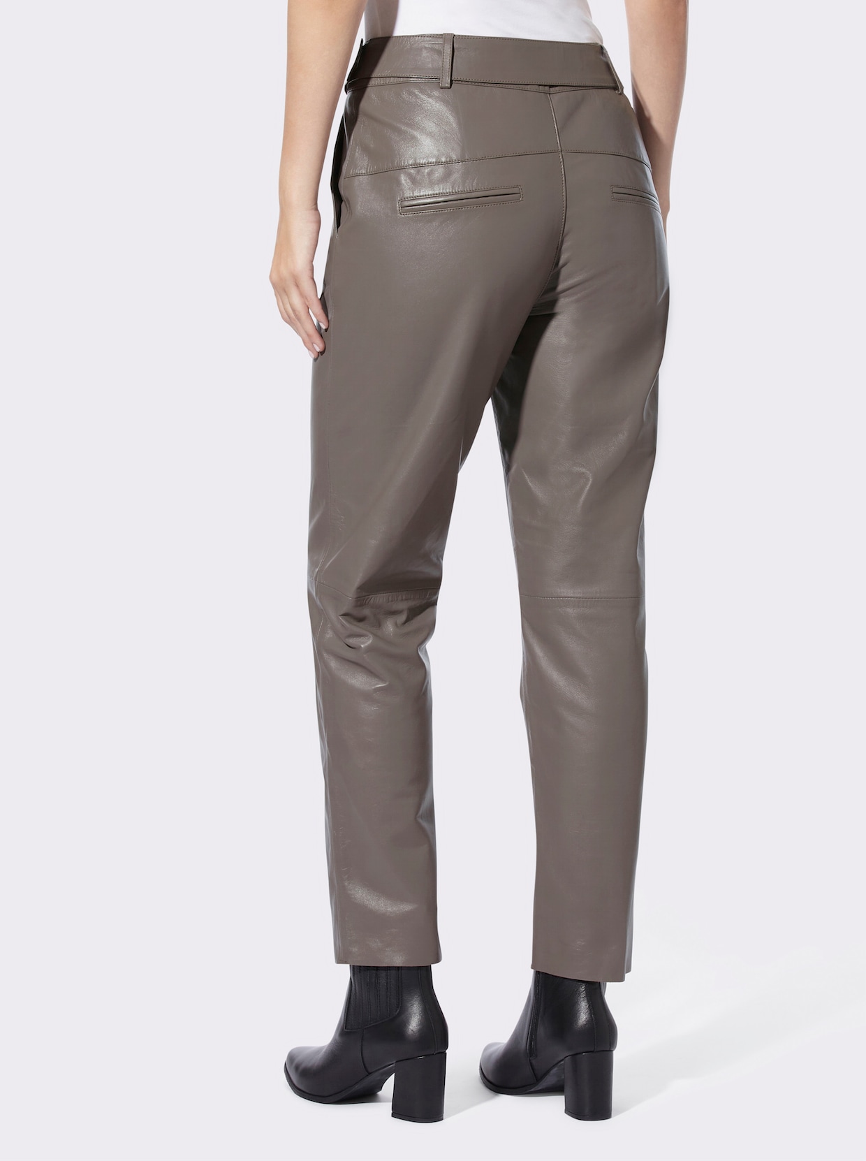 heine Leren broek - donkertaupe