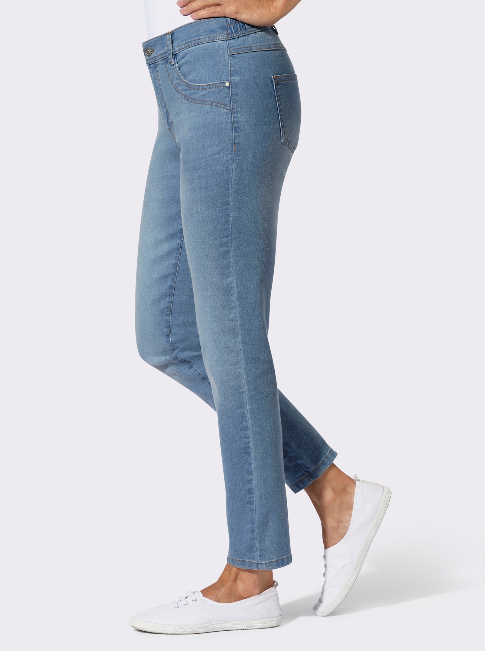 Jeans mit Ziernaht an den Taschen - blue-bleached