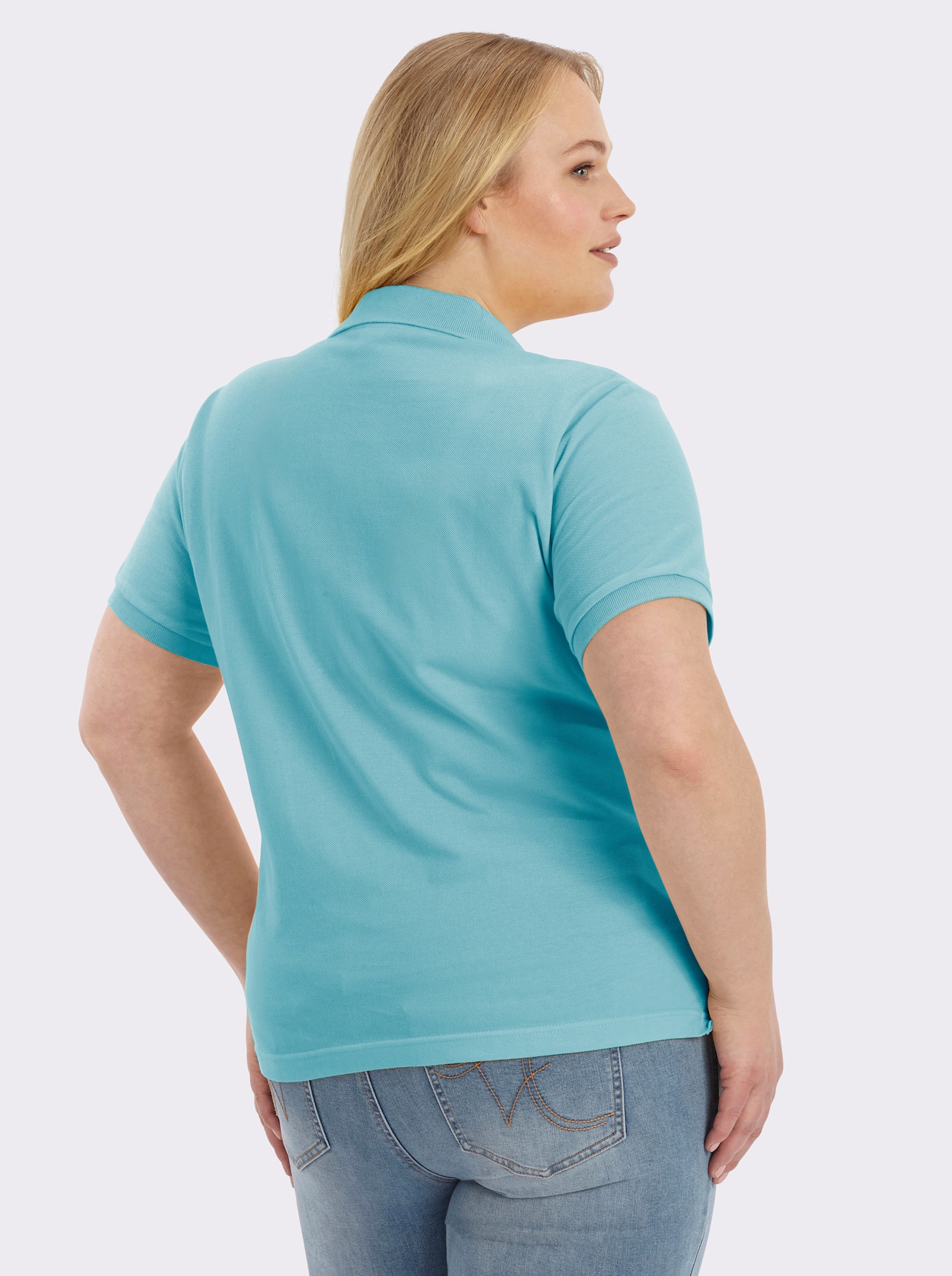 Poloshirt mit Seitenschlitzen - aqua