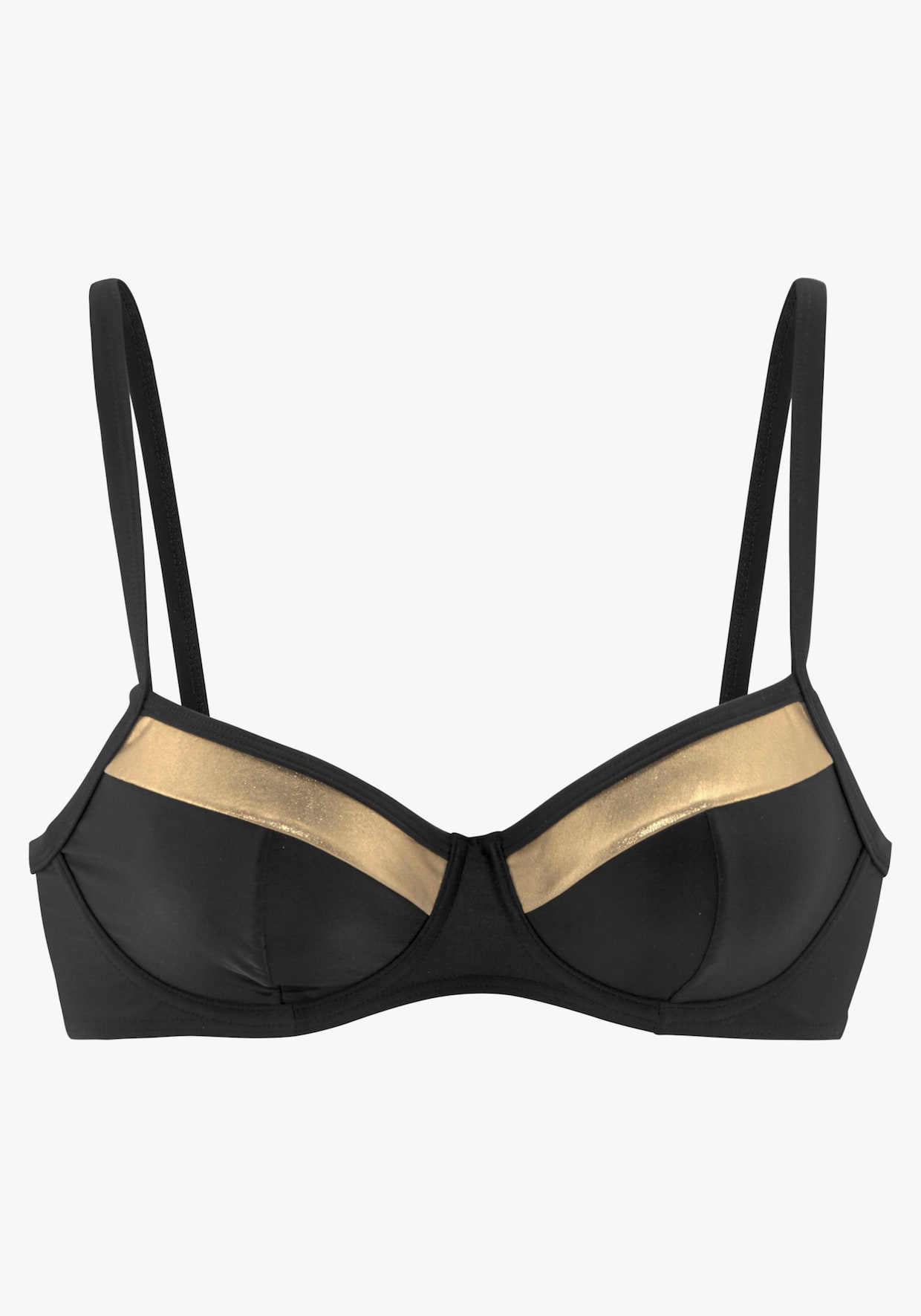 LASCANA Bügel-Bikini-Top - schwarz-goldfarben