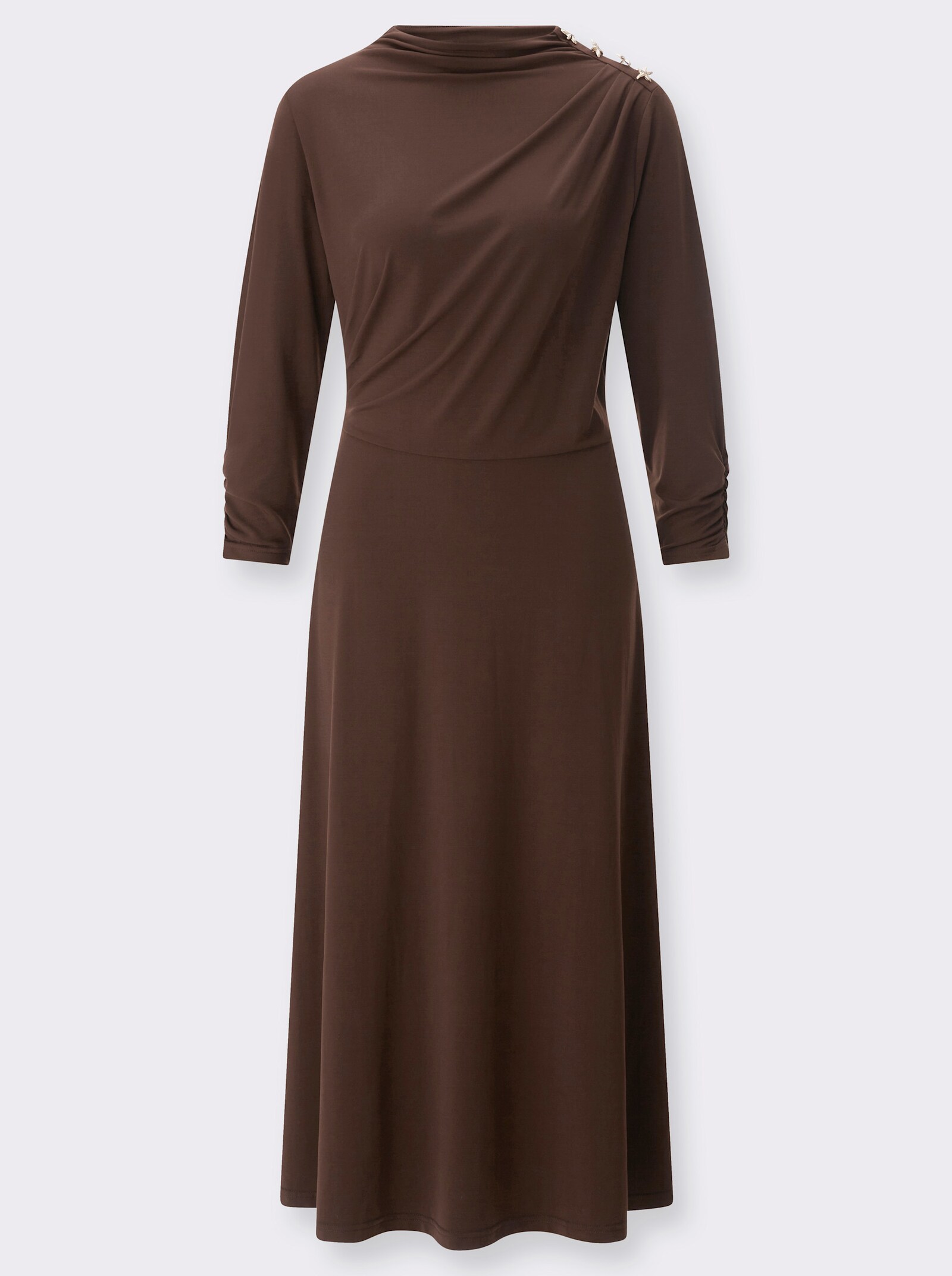 Jerseykleid mit Raffungen - schoko