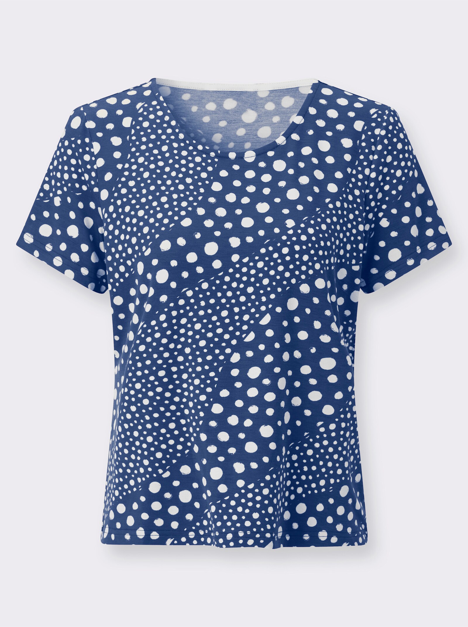 Kurzarmshirt im Tupfenprint - royalblau-ecru-bedruckt