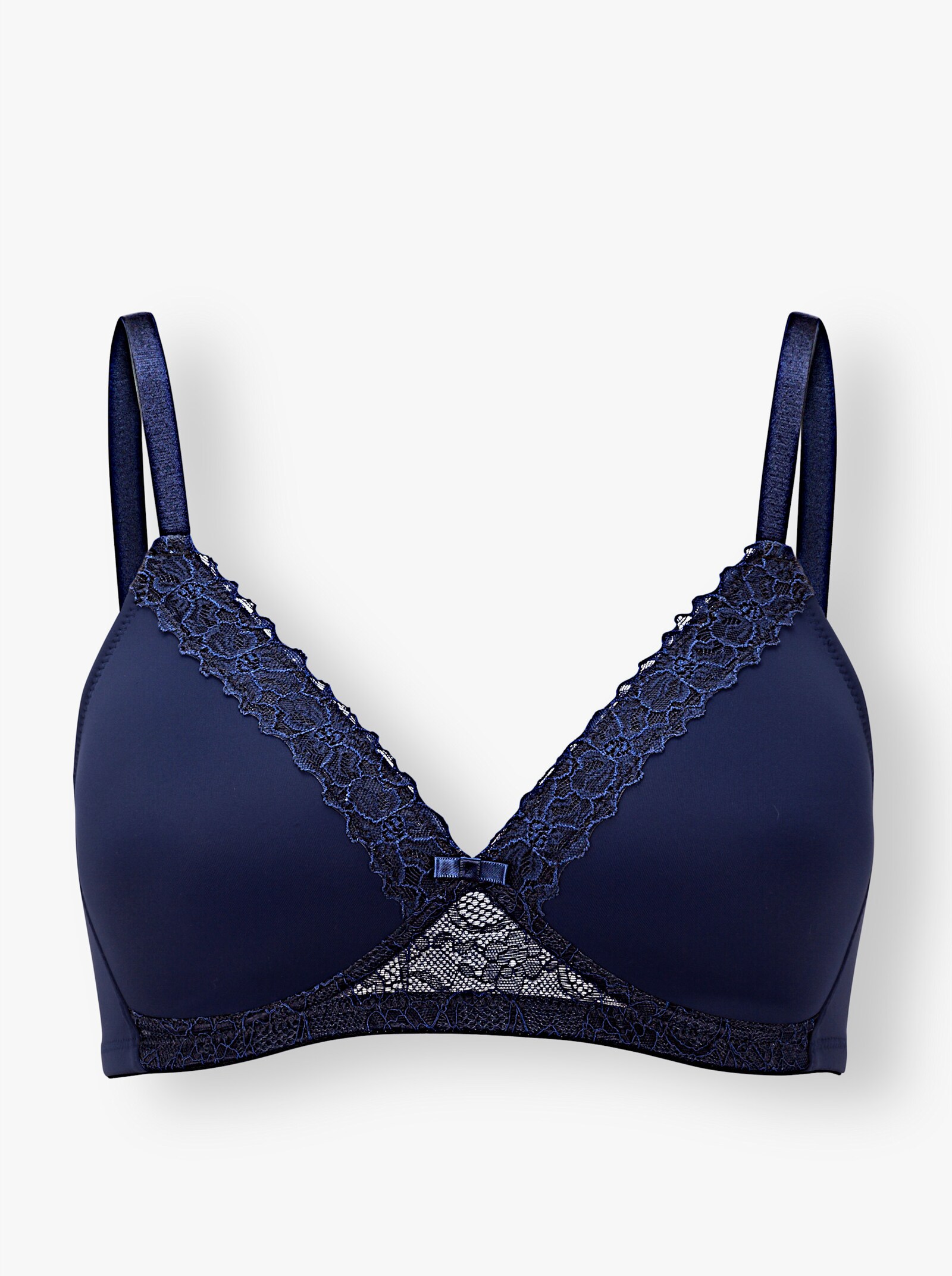 wäschepur T-Shirt-BH ohne Bügel mit floraler Spitze - marine + bordeaux