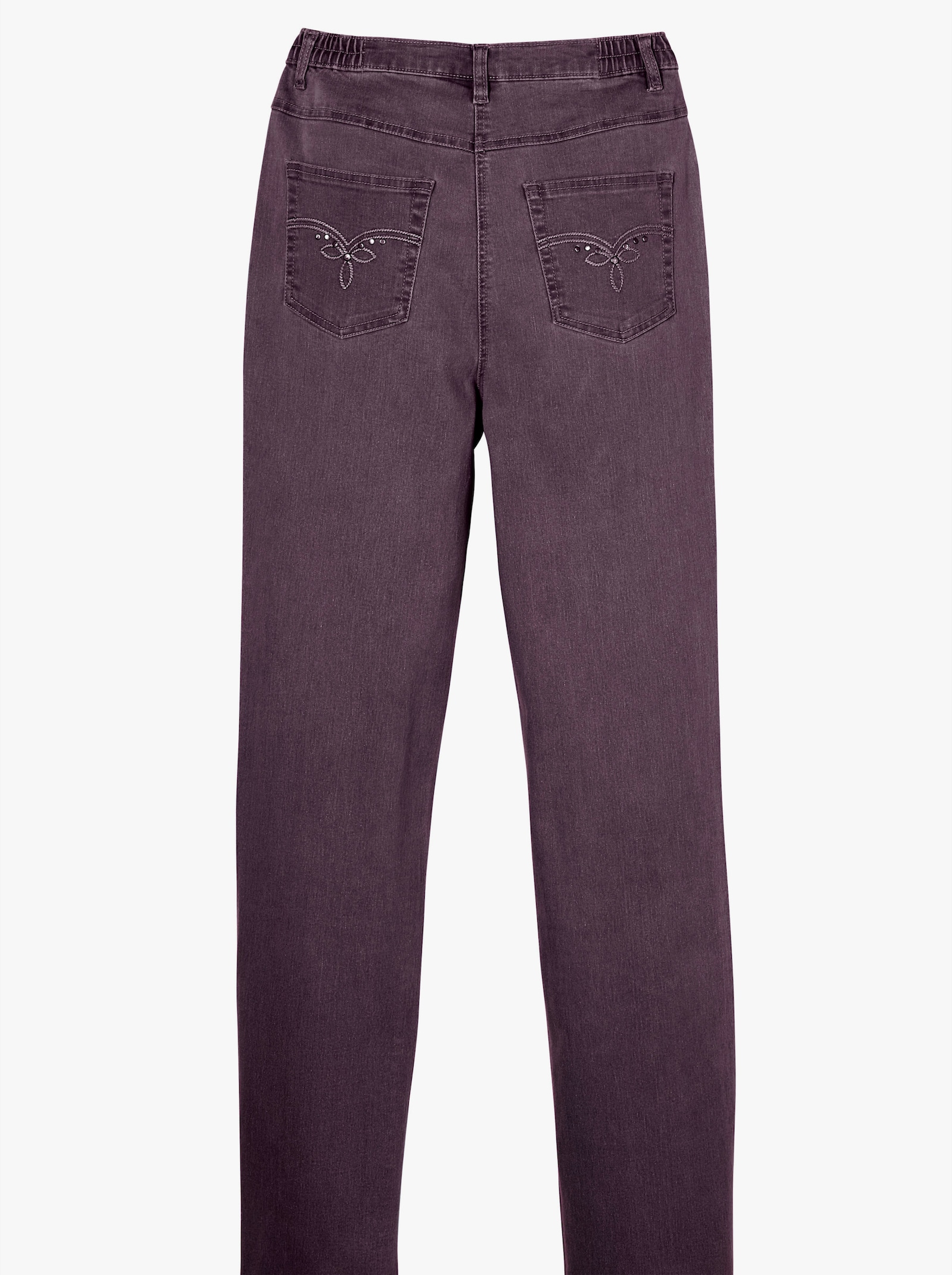 5-Pocket-Jeans mit Stickerei-Motiv - aubergine