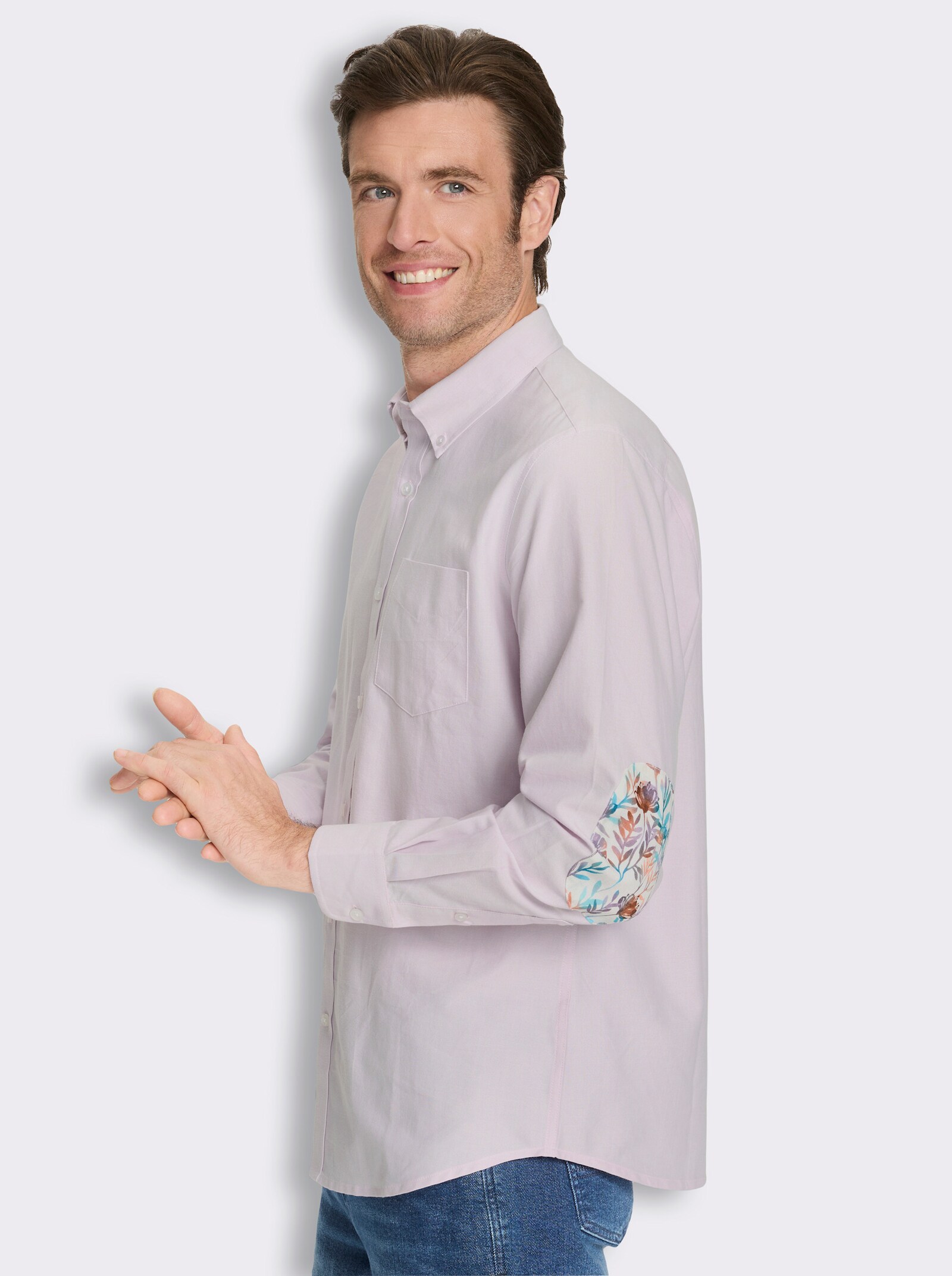 Marco Donati Langarmhemd mit Ellbogen-Patches - flieder