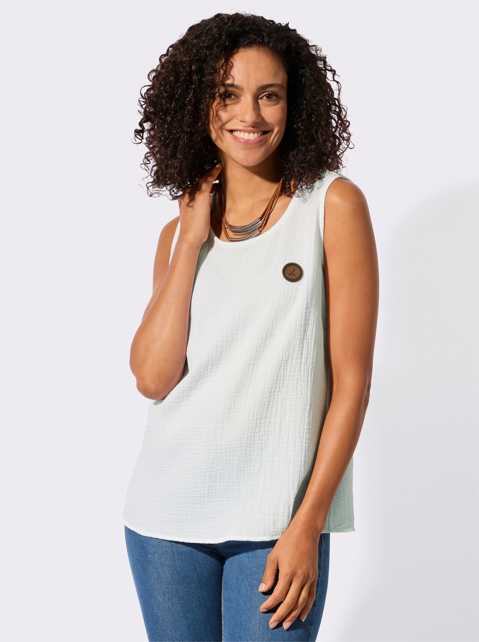 Blusentop aus luftiger Baumwolle - weiß