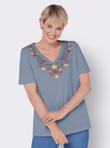 Shirt met V-hals - bleu