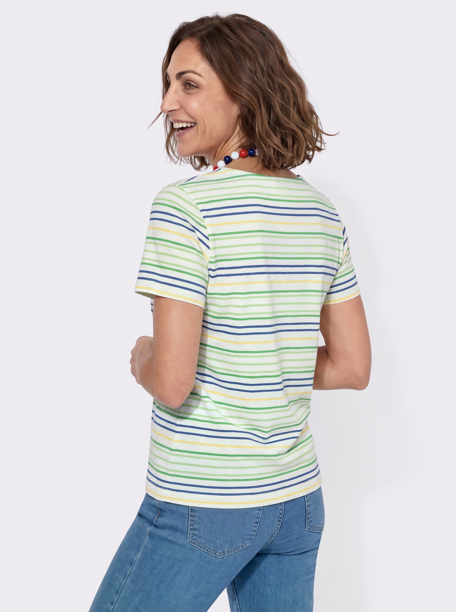 Shirt mit Ringelmuster - apfel-ecru-gemustert