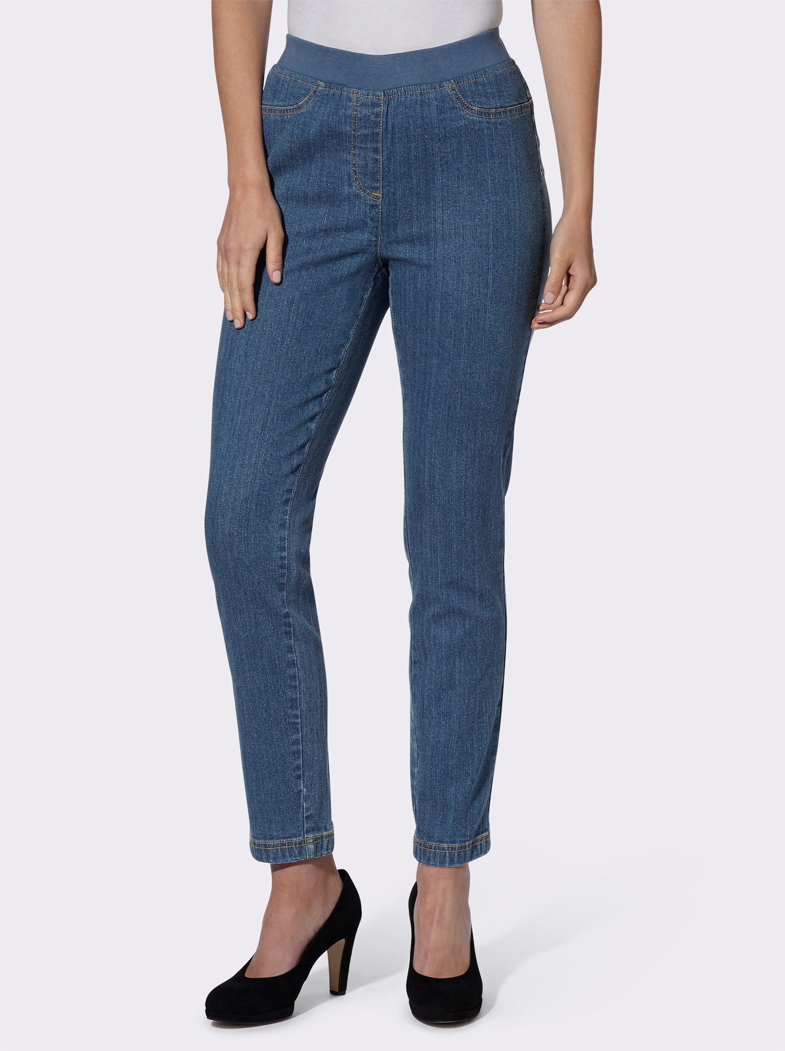 Push-up-Jeans in weicher Qualität - blue-stone-washed