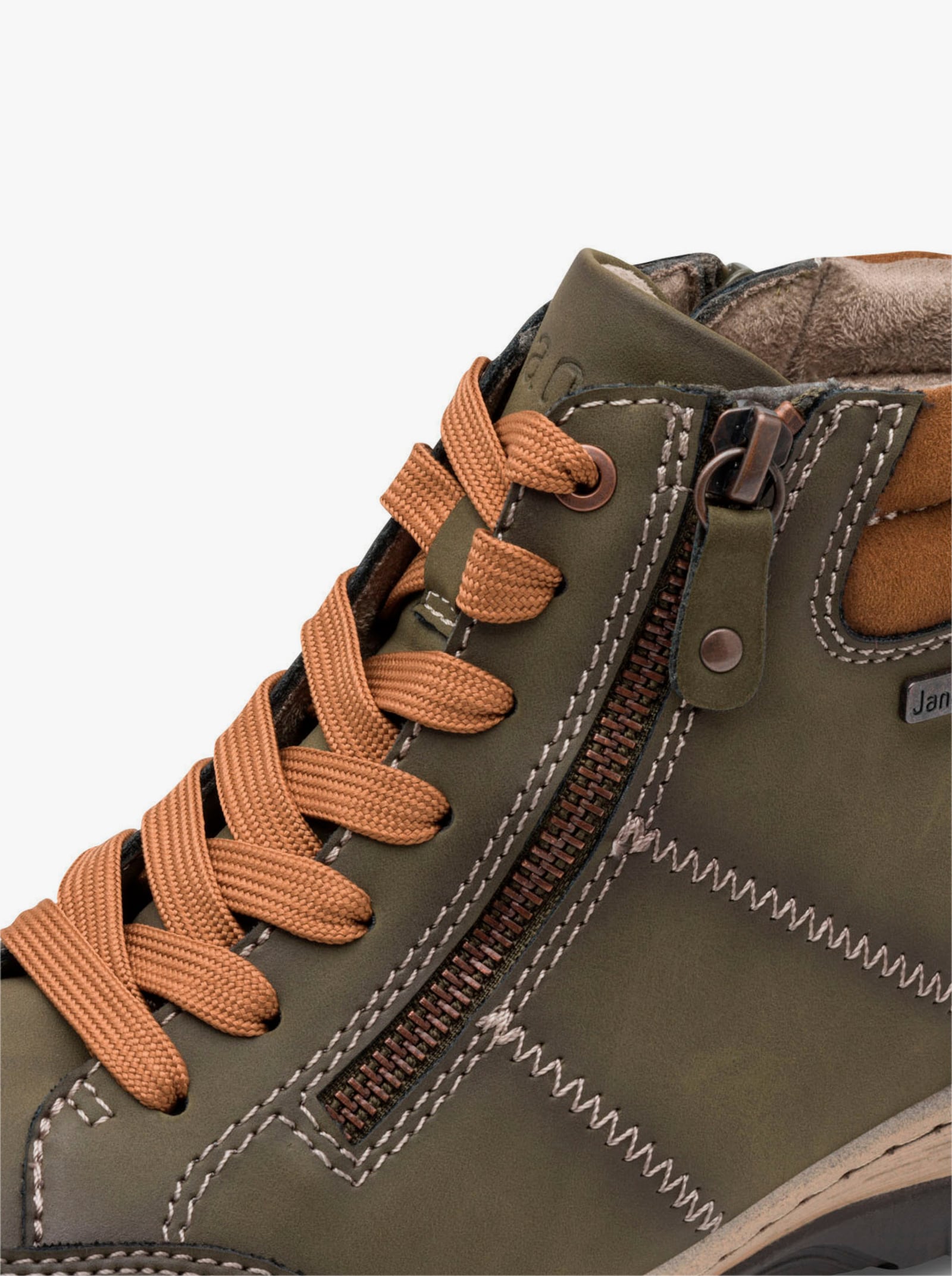 Jana Stiefelette mit Ziernähten - khaki