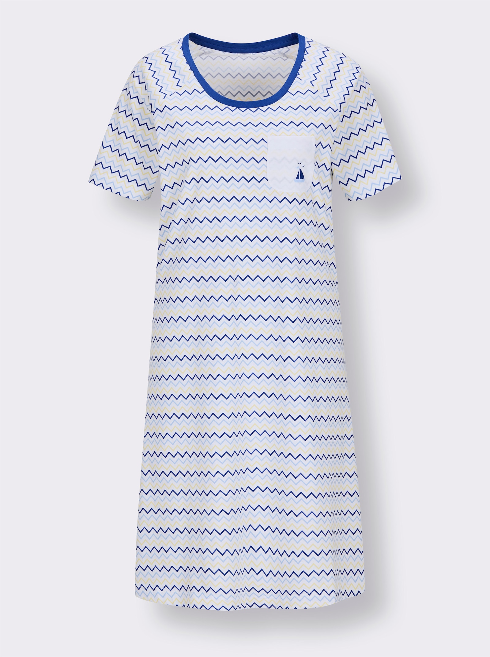 wäschepur Sleepshirt - weiß-royalblau-bedruckt