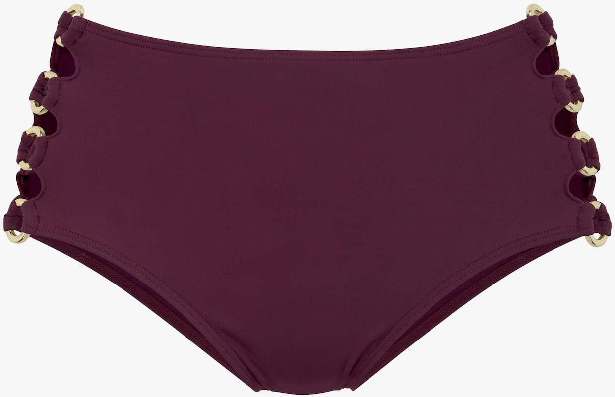 LASCANA Bas de maillot de bain taille haute - bordeaux