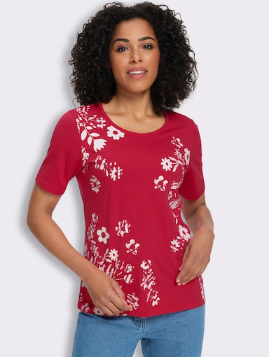 Shirt met korte mouwen en bloemenprint - aardbeienwit