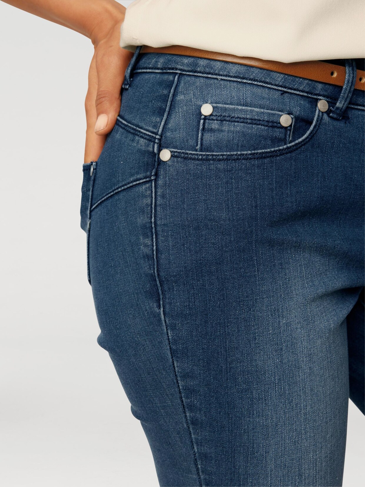 Linea Tesini jeans effet ventre plat - bleu denim