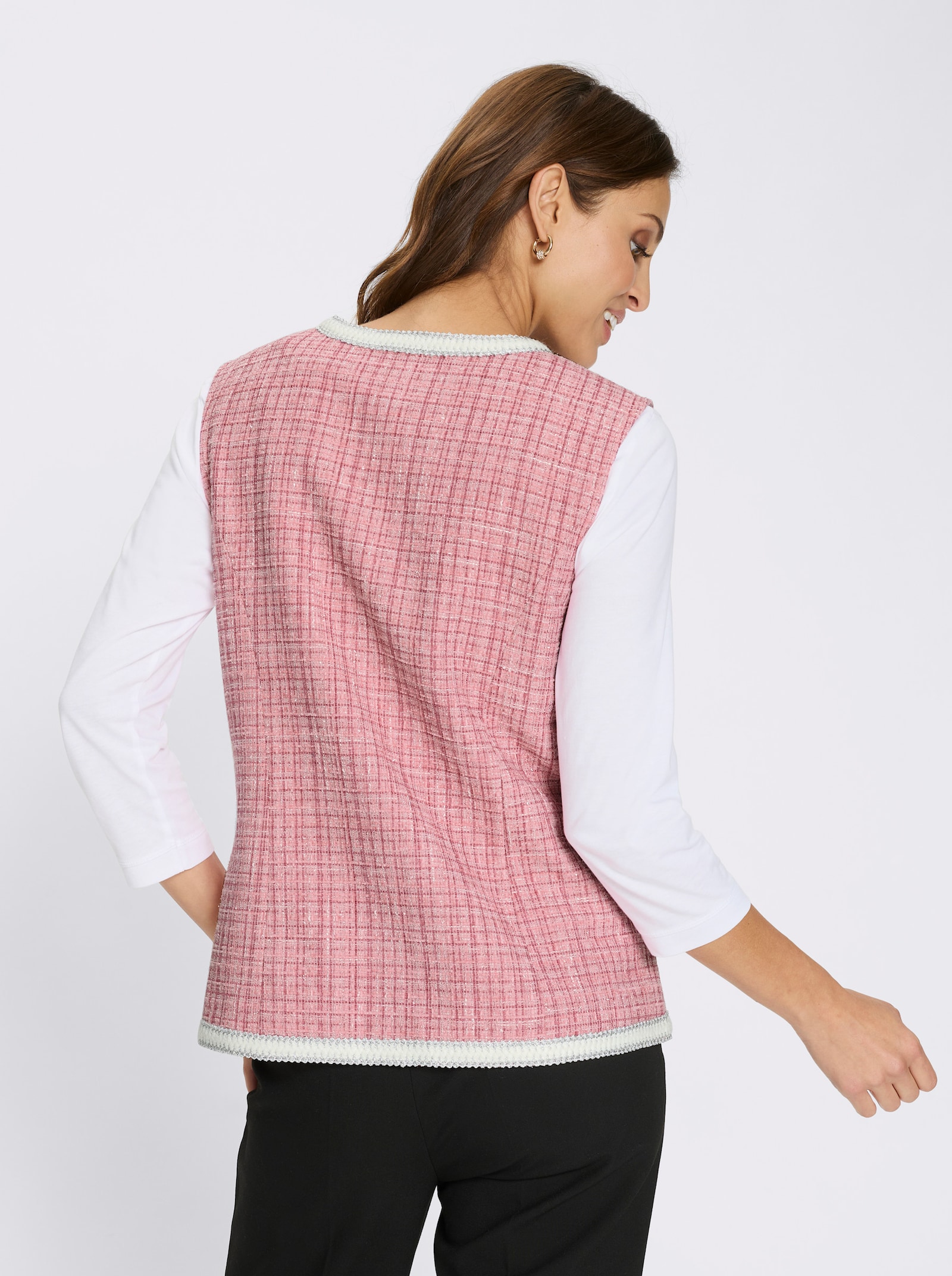 Weste mit Schmuckknöpfen - rosenquarz-meliert