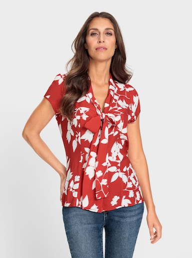 heine Druckbluse - rot-weiss-bedruckt