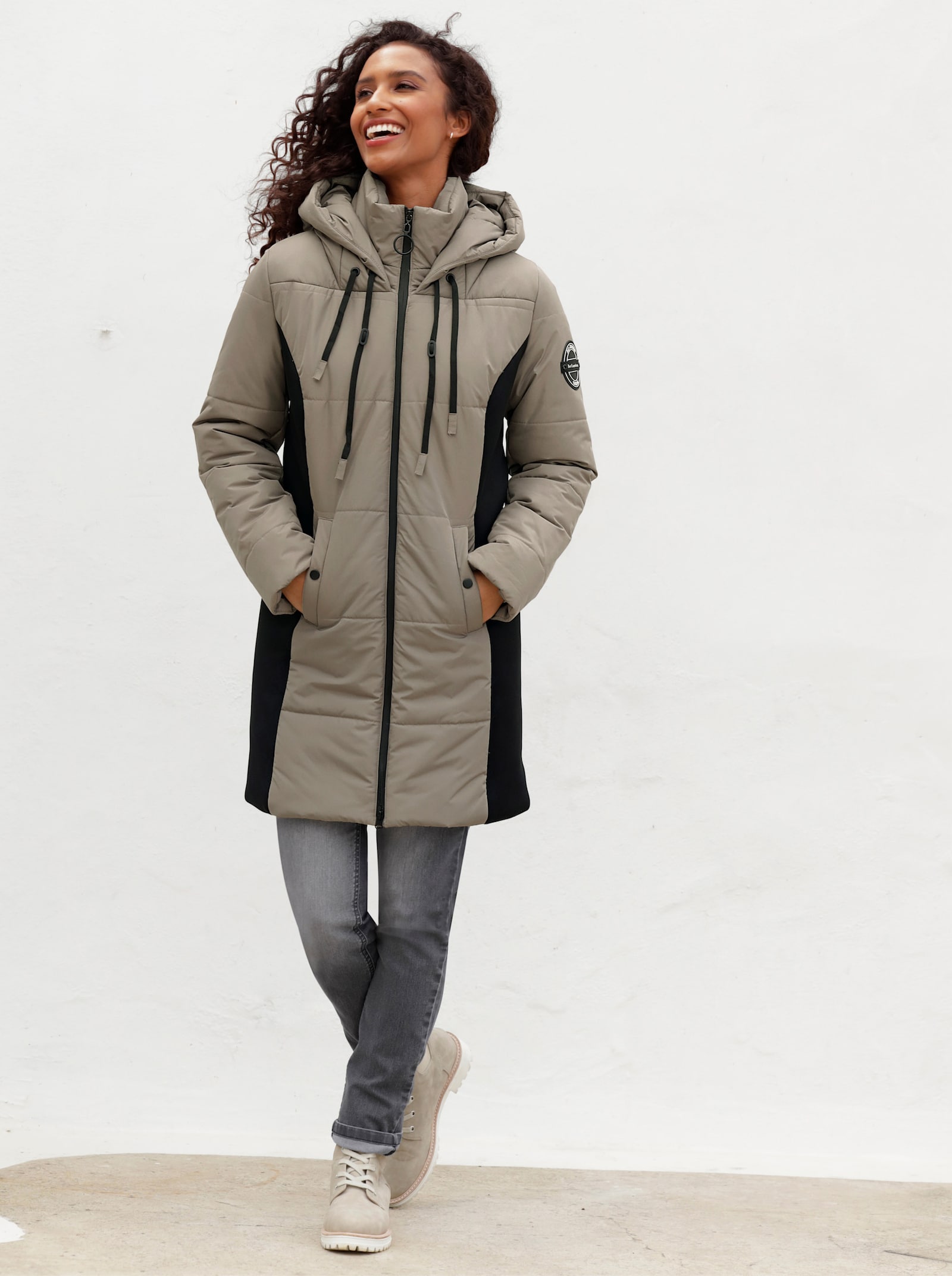 heine Longjacke mit Kapuze - taupe