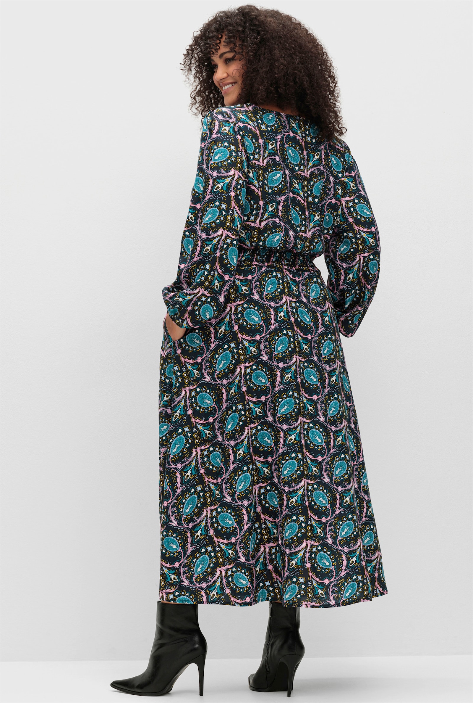 sheego by Joe Browns Maxikleid mit Paisleymuster - schwarz-gemustert