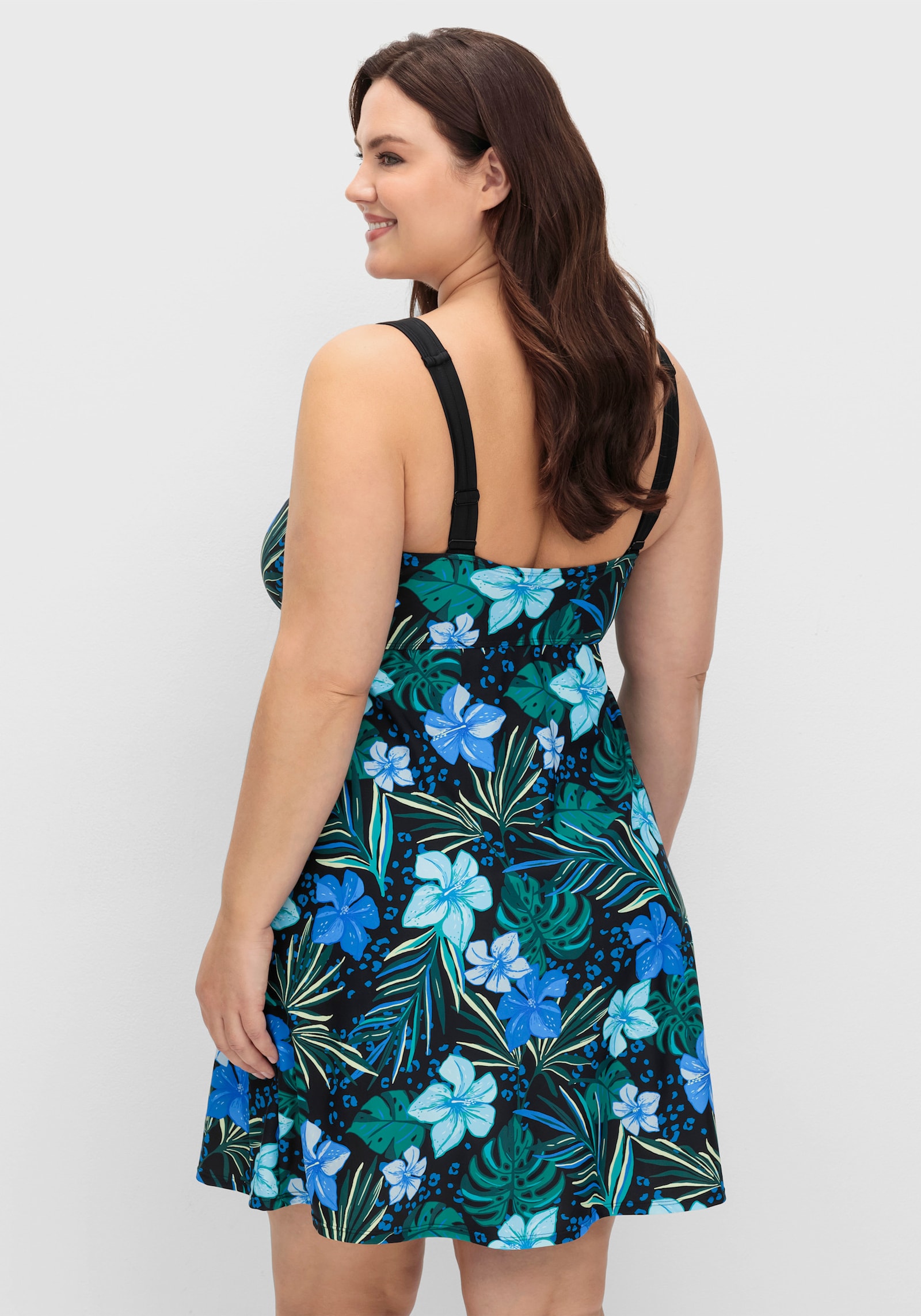 sheego Robe de bain avec effet modelant - bleu foncé imprimé