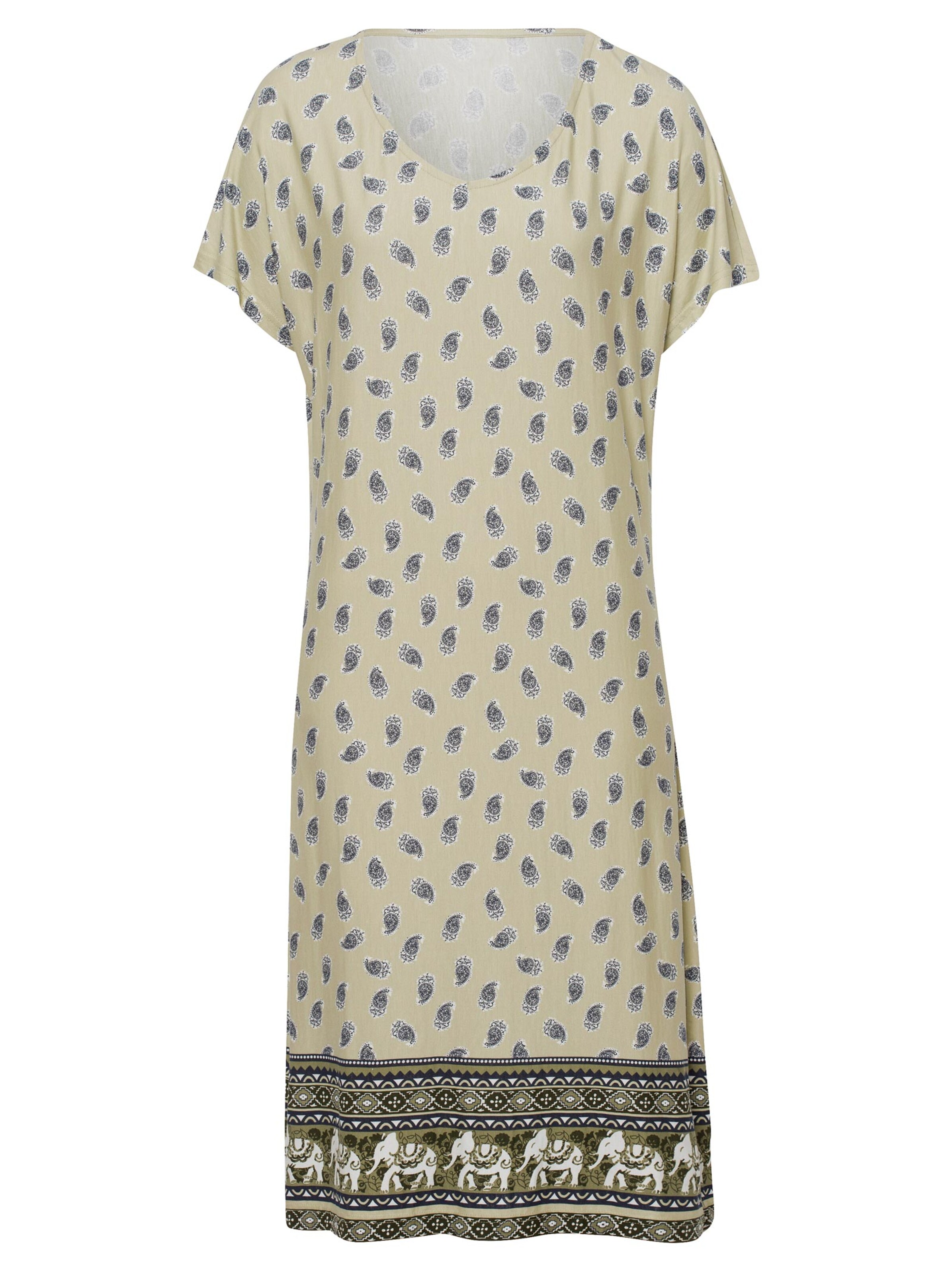 Jersey-Kleid - khaki-bedruckt