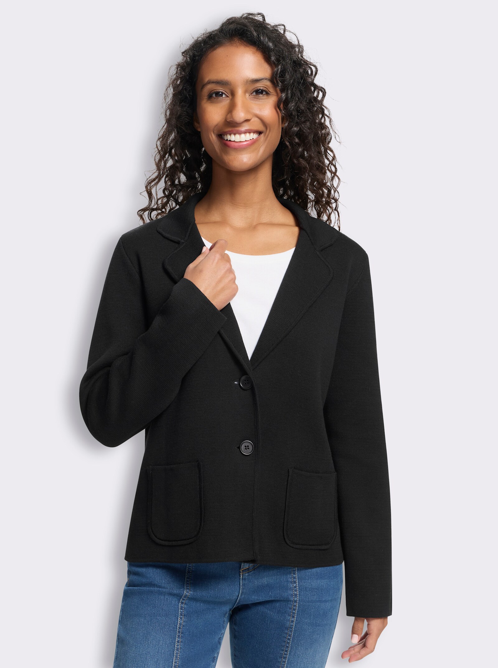 heine Strickblazer mit Taschen - schwarz