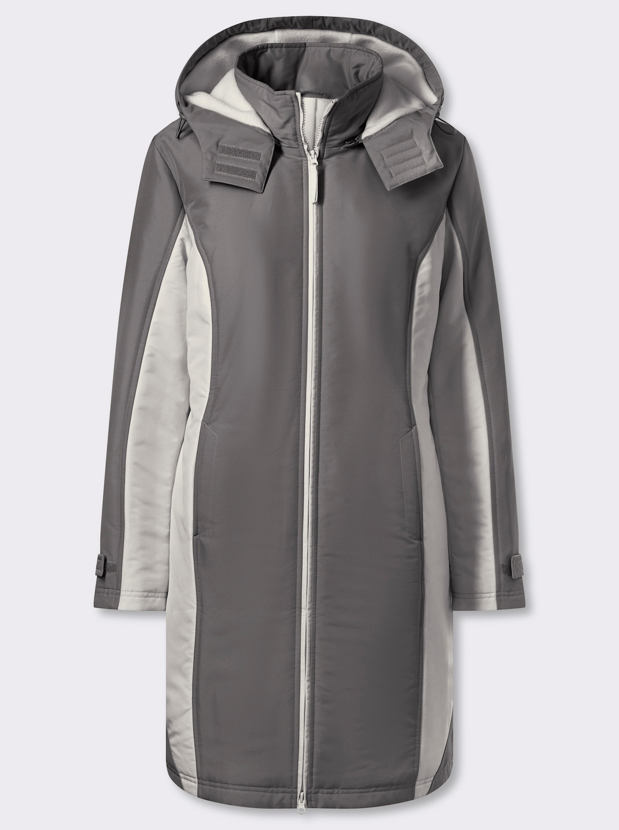 Funktionsmantel mit abnehmbarer Kapuze - anthrazit-hellgrau