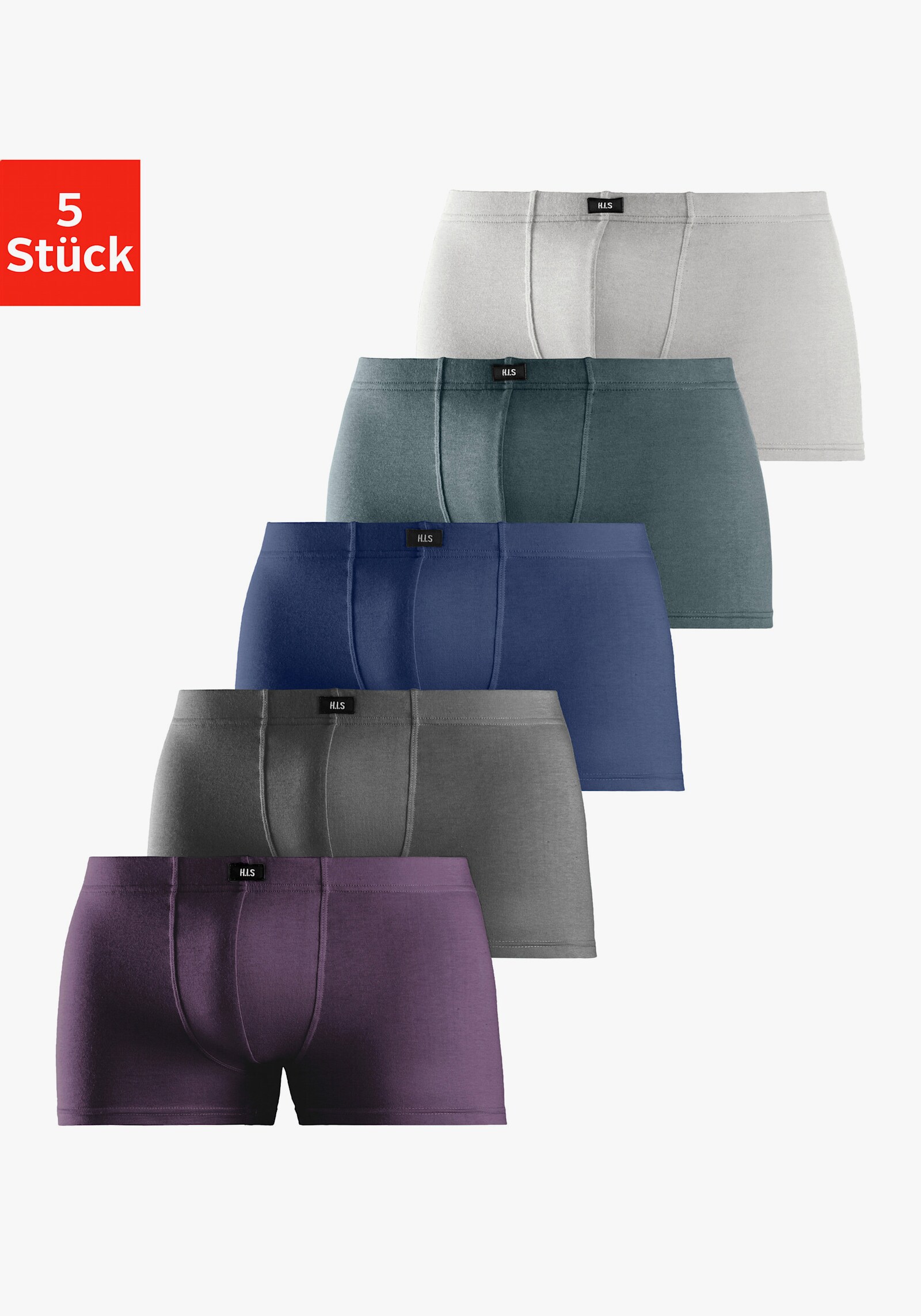 H.I.S Boxer - aubergine, antraciet, blauw, blauw/groen, grijs gemêleerd