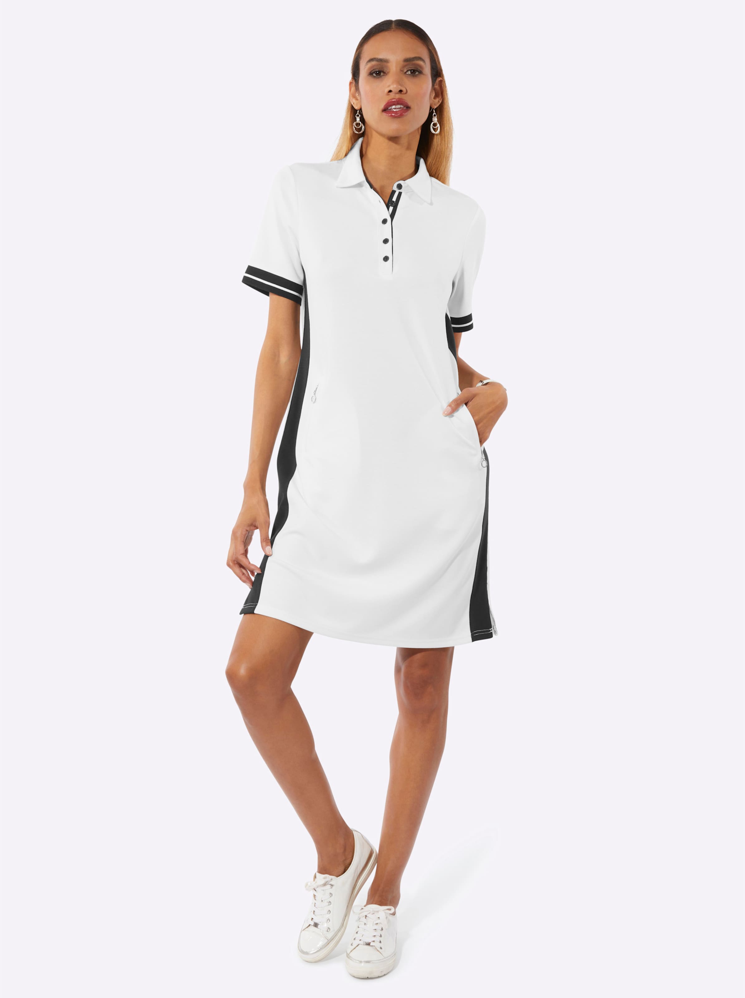 Creation L Damen Weiß Shirtkleid "Modal-Mix-Polokleid" von Baur - Bild 3