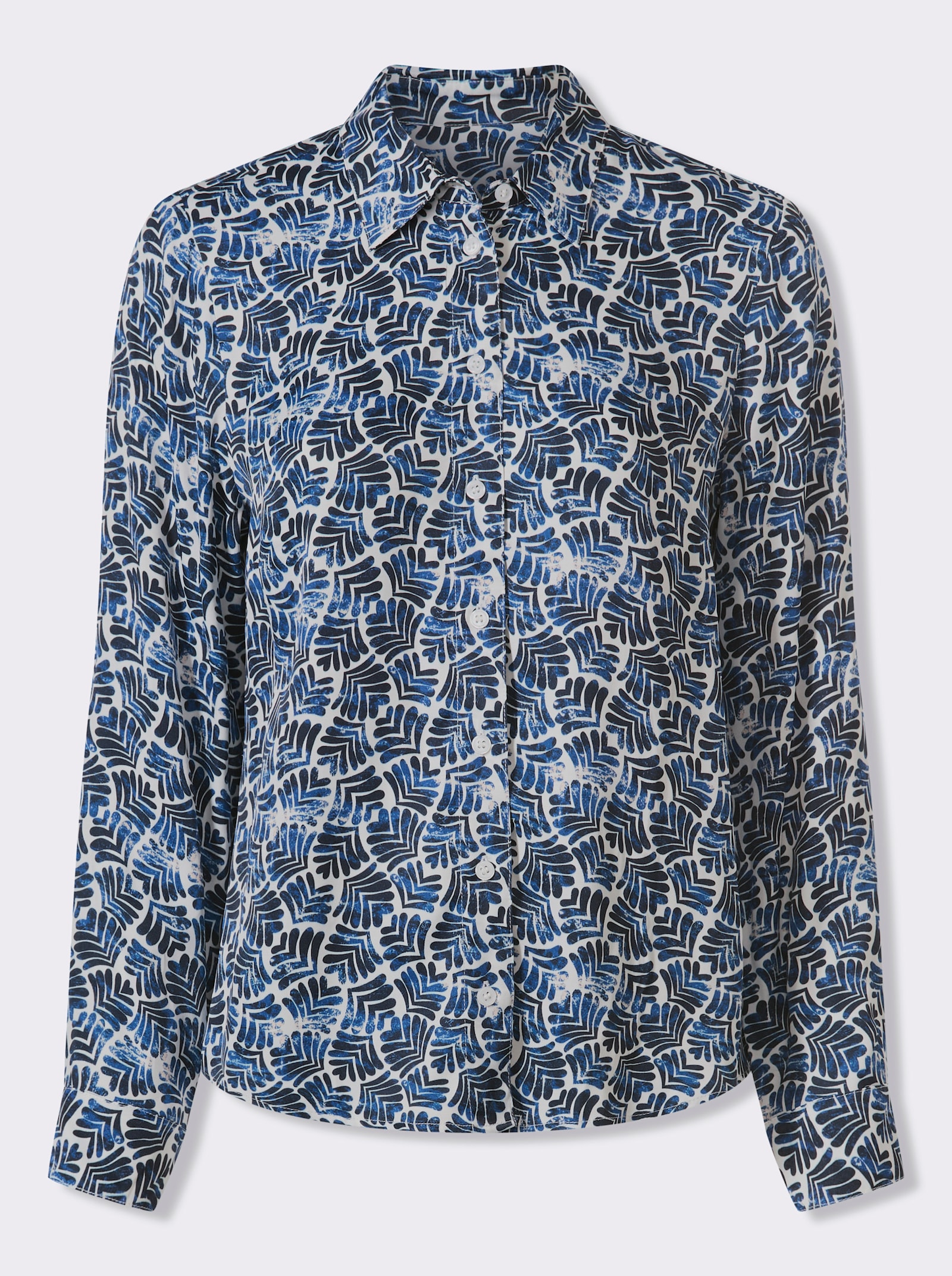 heine Druckbluse in Satin-Qualität - marine-ecru-bedruckt