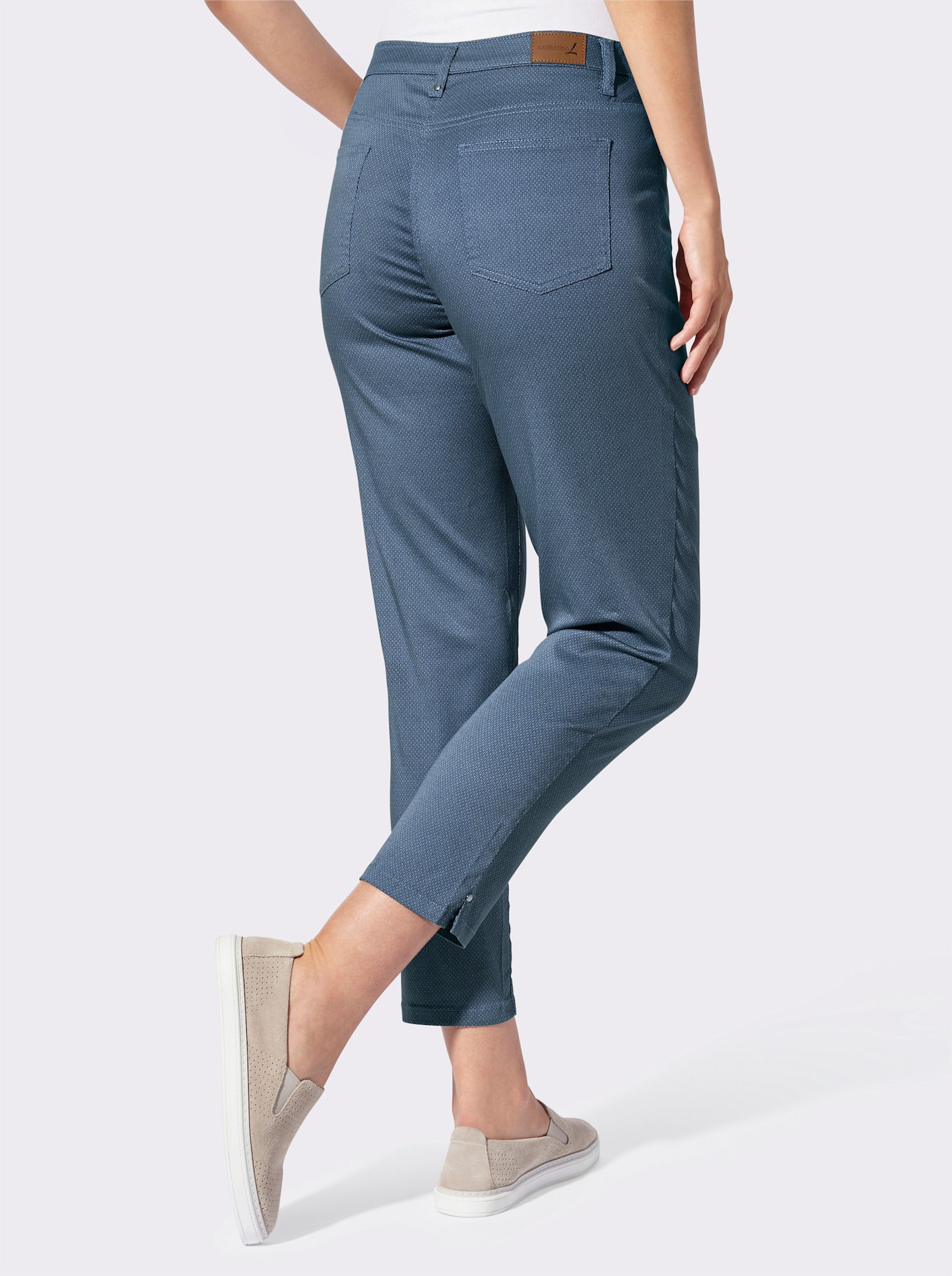Druckhose in 5-Pocket-Form - dunkelblau-bedruckt